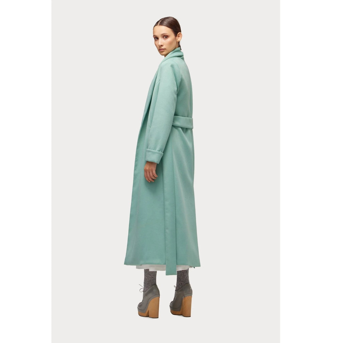 Long Wrap Coat With Drape Collar | Mint