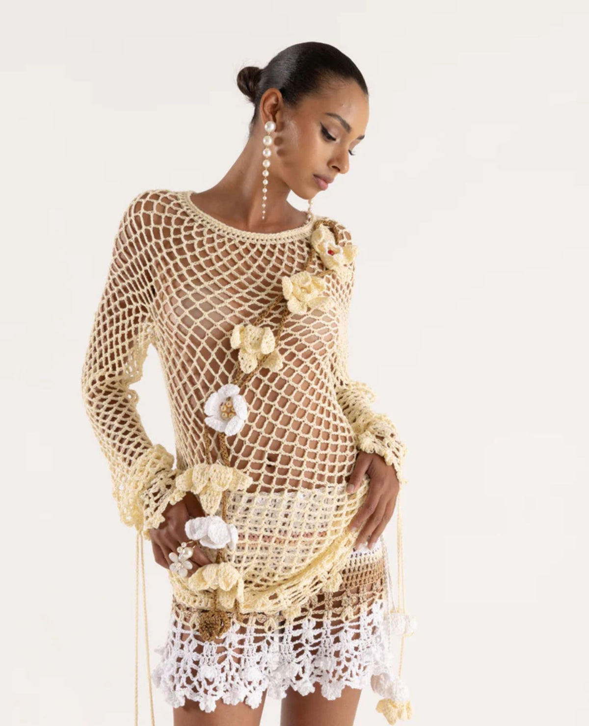 ANDREEVA - Vanilla Multicolor Handmade Crochet Skirt, buy at DOORS NYC