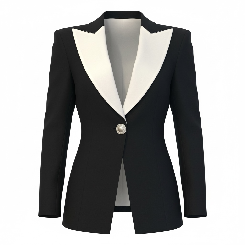 Black &amp; White One-Button Power Suit