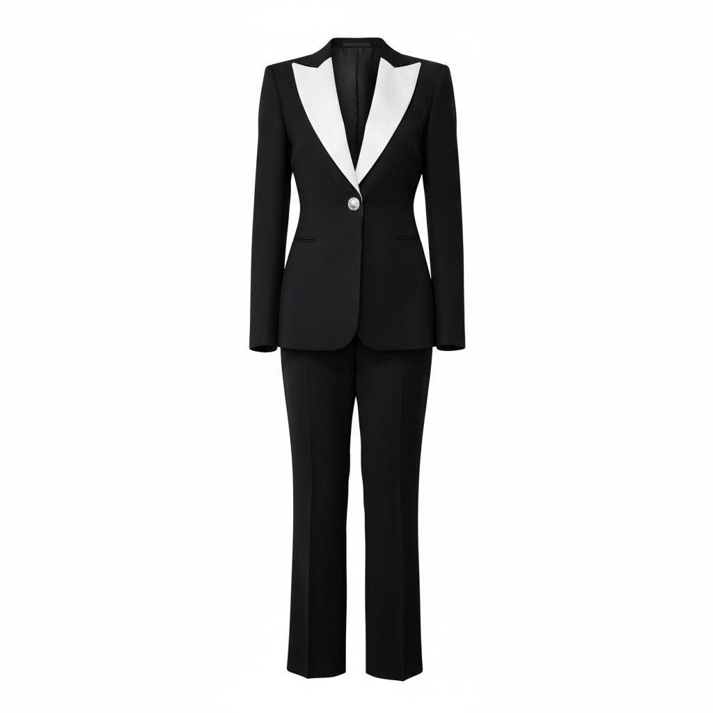 Black &amp; White One-Button Power Suit