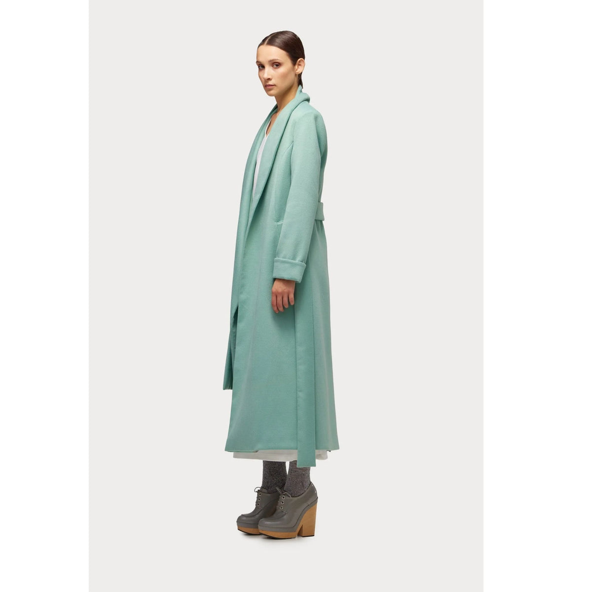 Long Wrap Coat With Drape Collar | Mint