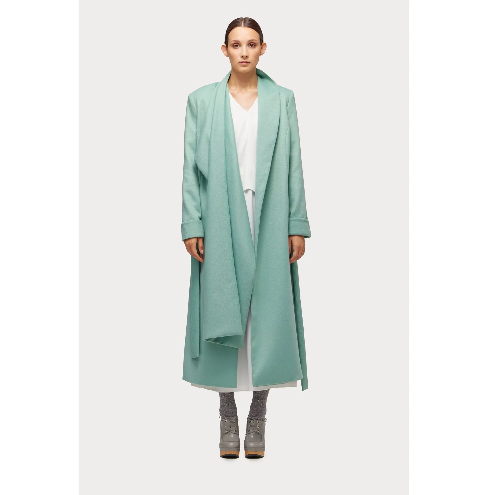 Long Wrap Coat With Drape Collar | Mint