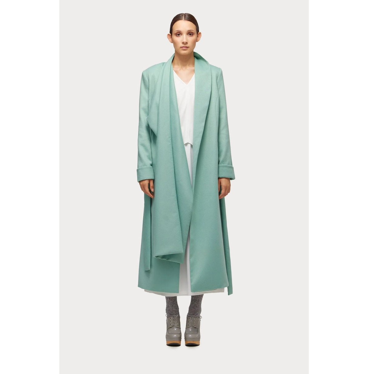 Long Wrap Coat With Drape Collar | Mint