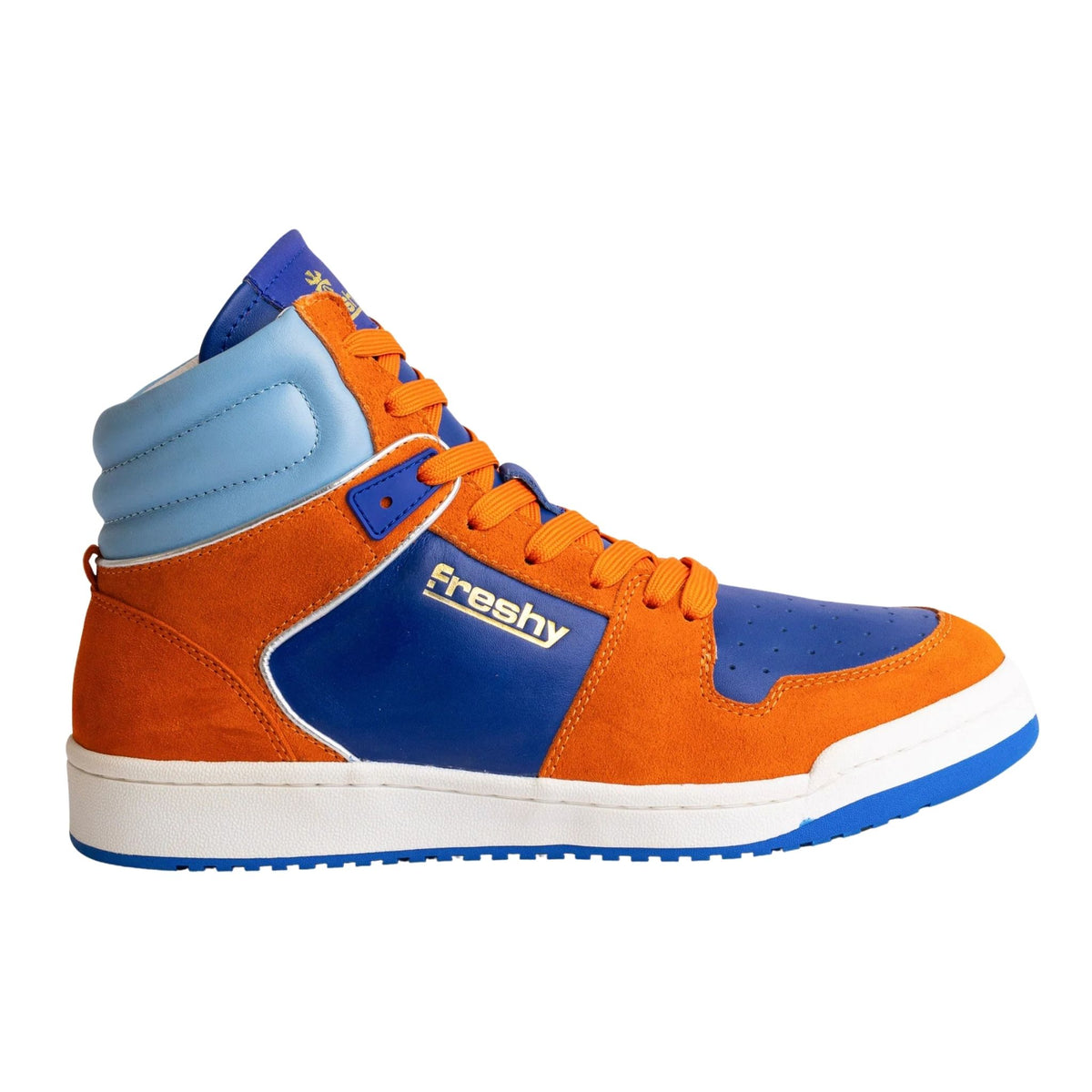 FRESHY - Bounce High-Top Sneakers Orange adn Blue, buy at DOORS NYC