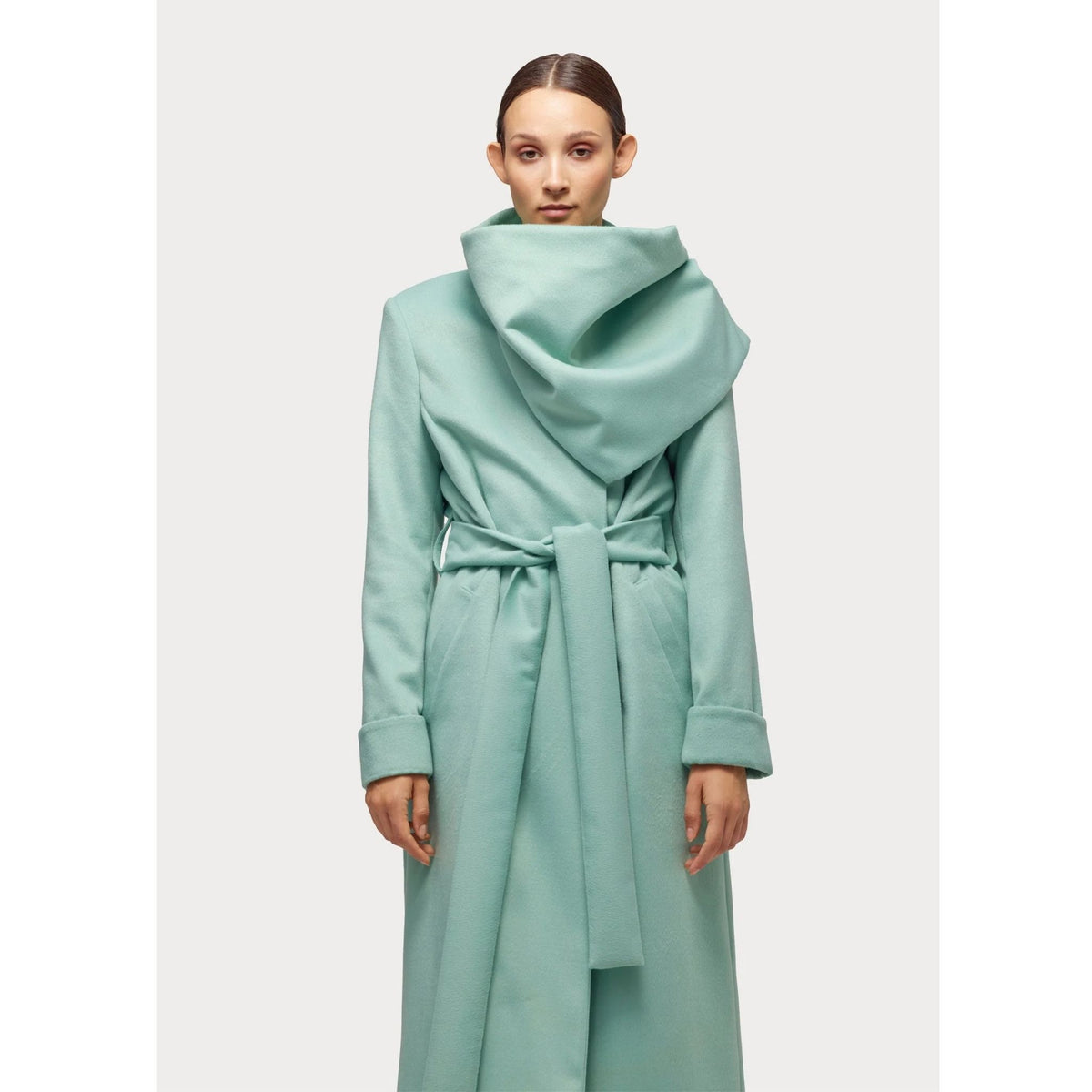 Long Wrap Coat With Drape Collar | Mint