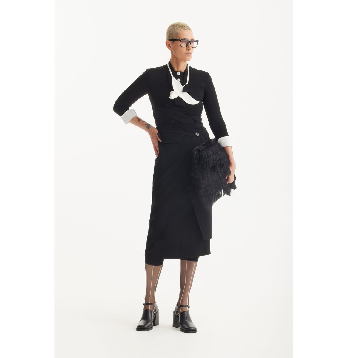 Stylish Formal Fitted Midi Dress | Black