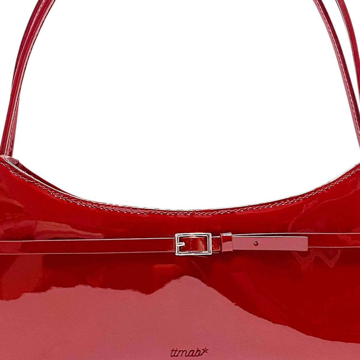 Patent Leather Mini Buckle Baguette Bag | Red