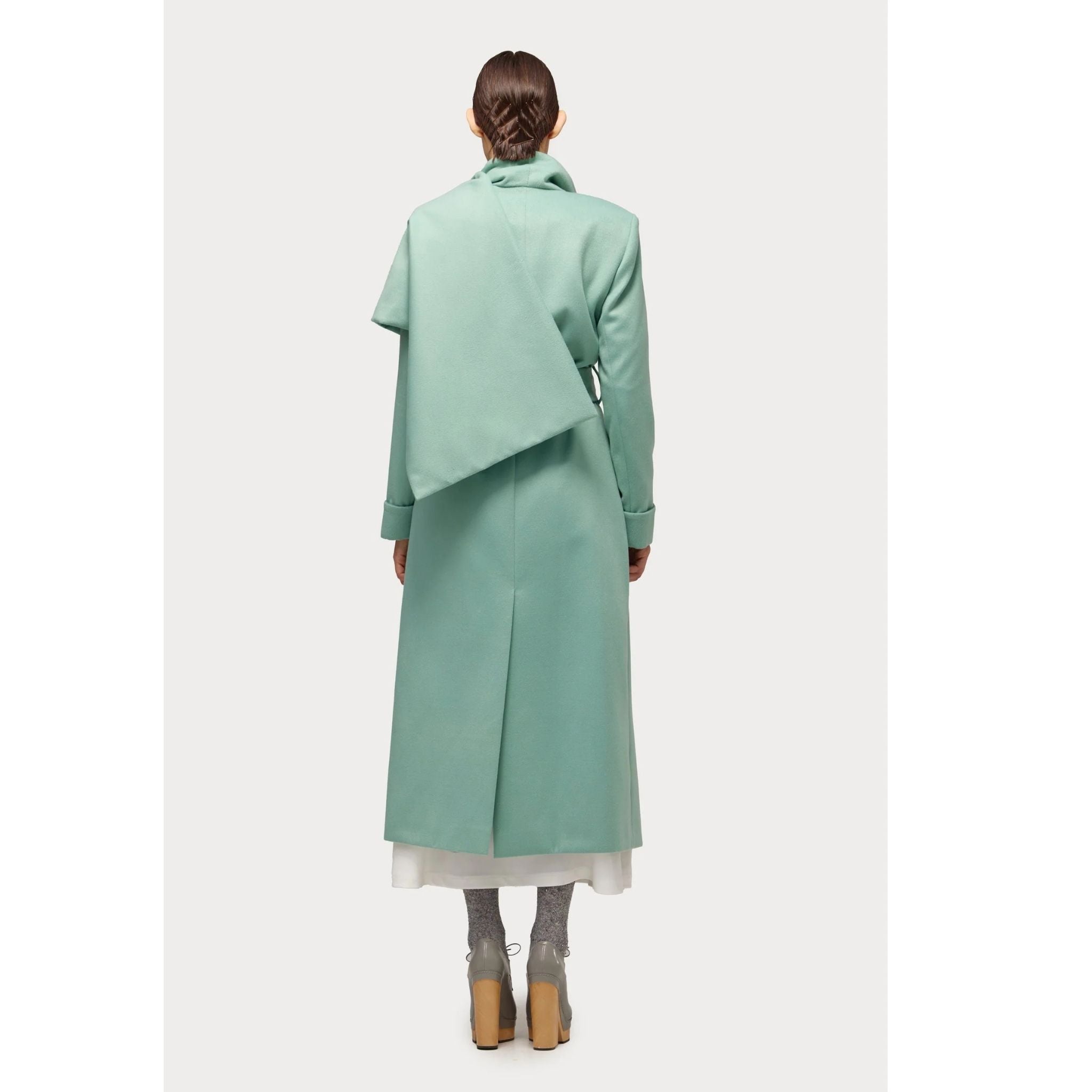 Long Wrap Coat With Drape Collar | Mint