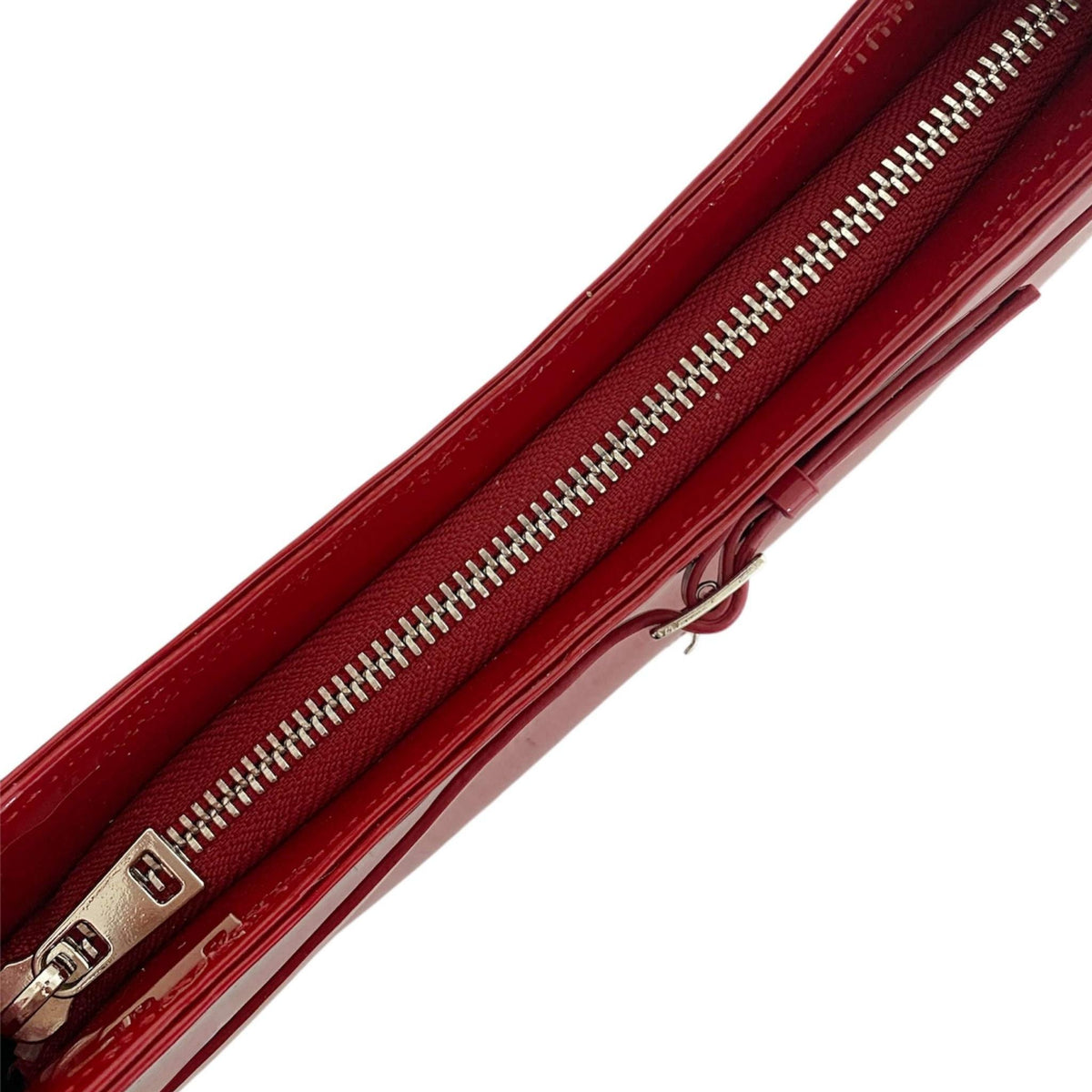 Patent Leather Mini Buckle Baguette Bag | Red