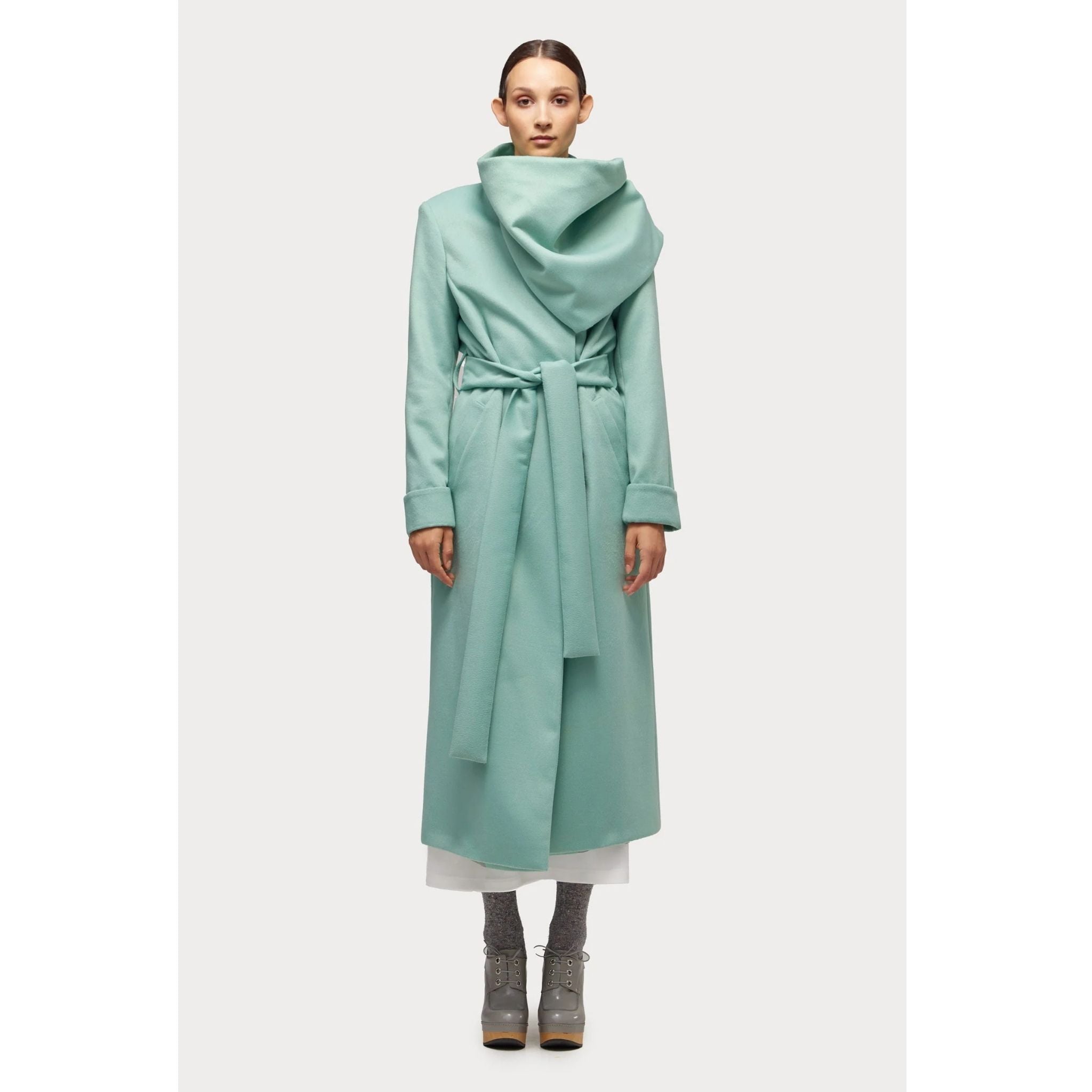 Long Wrap Coat With Drape Collar | Mint