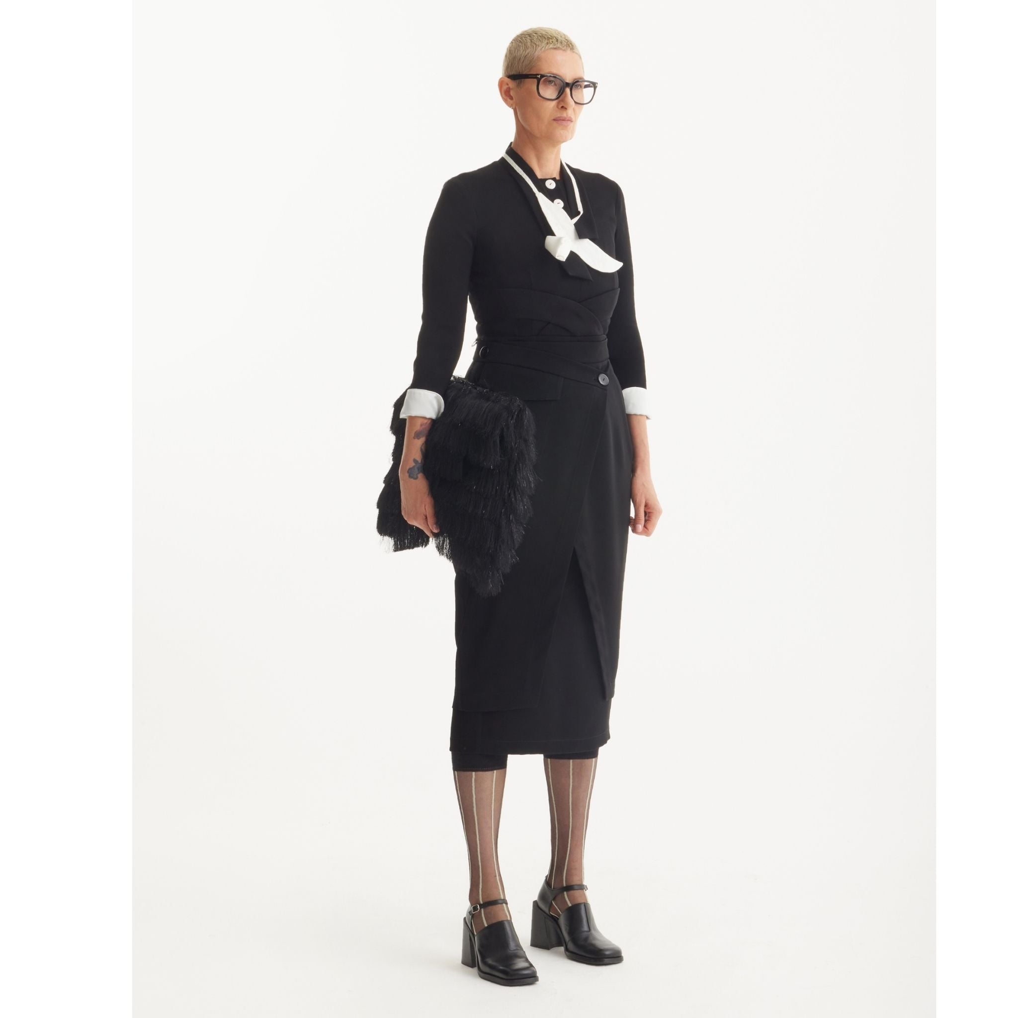 JULIA ALLERT - Stylish Formal Fitted Midi Dress - Black | DOORS NYC JULIA ALLERT - Stylish Formal Fitted Midi Dress - Black | DOORS NYC