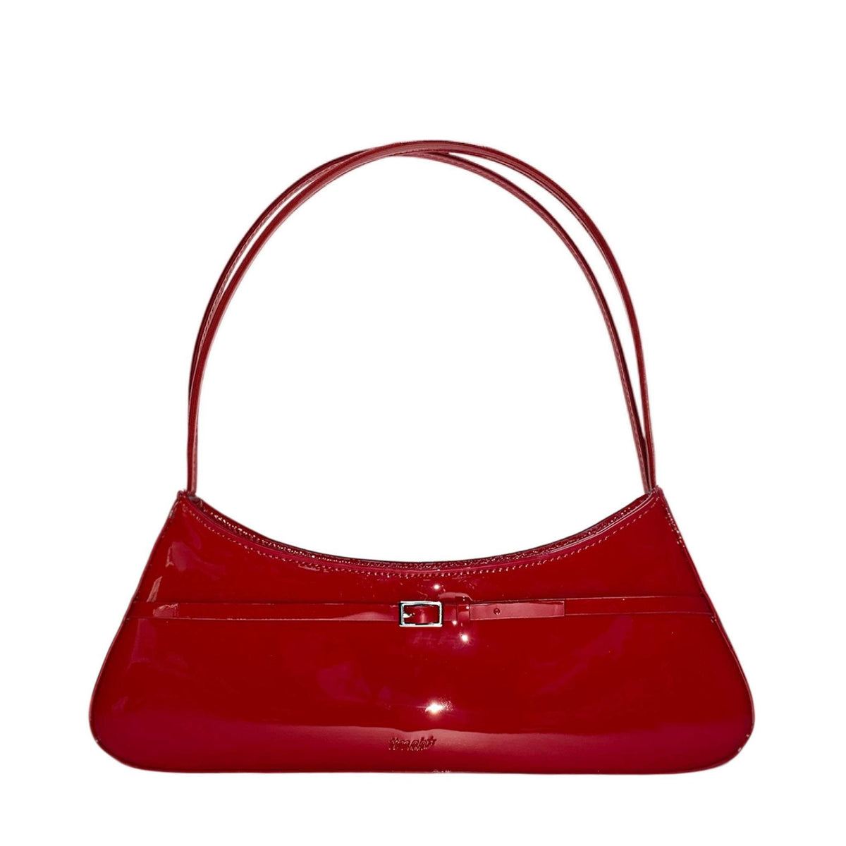Patent Leather Mini Buckle Baguette Bag | Red