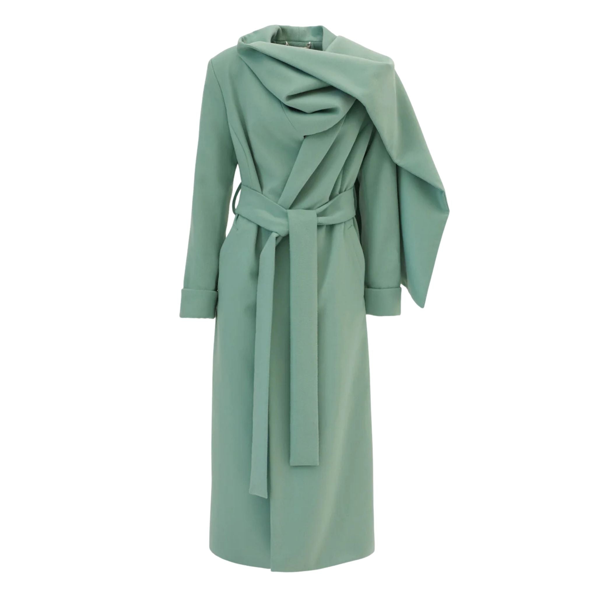 Long Wrap Coat With Drape Collar | Mint