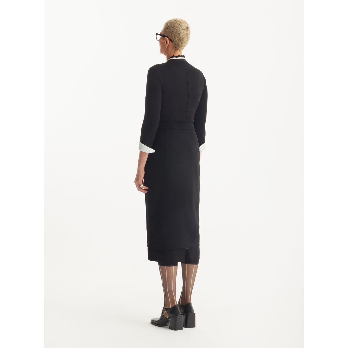 Stylish Formal Fitted Midi Dress | Black