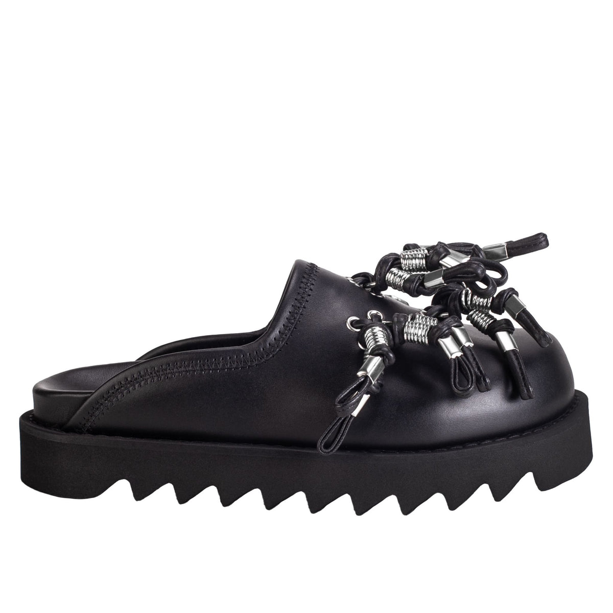 TOGA PULLA  - Industrial Tassel Platform Mules – Black Leatherat DOORS NYC  