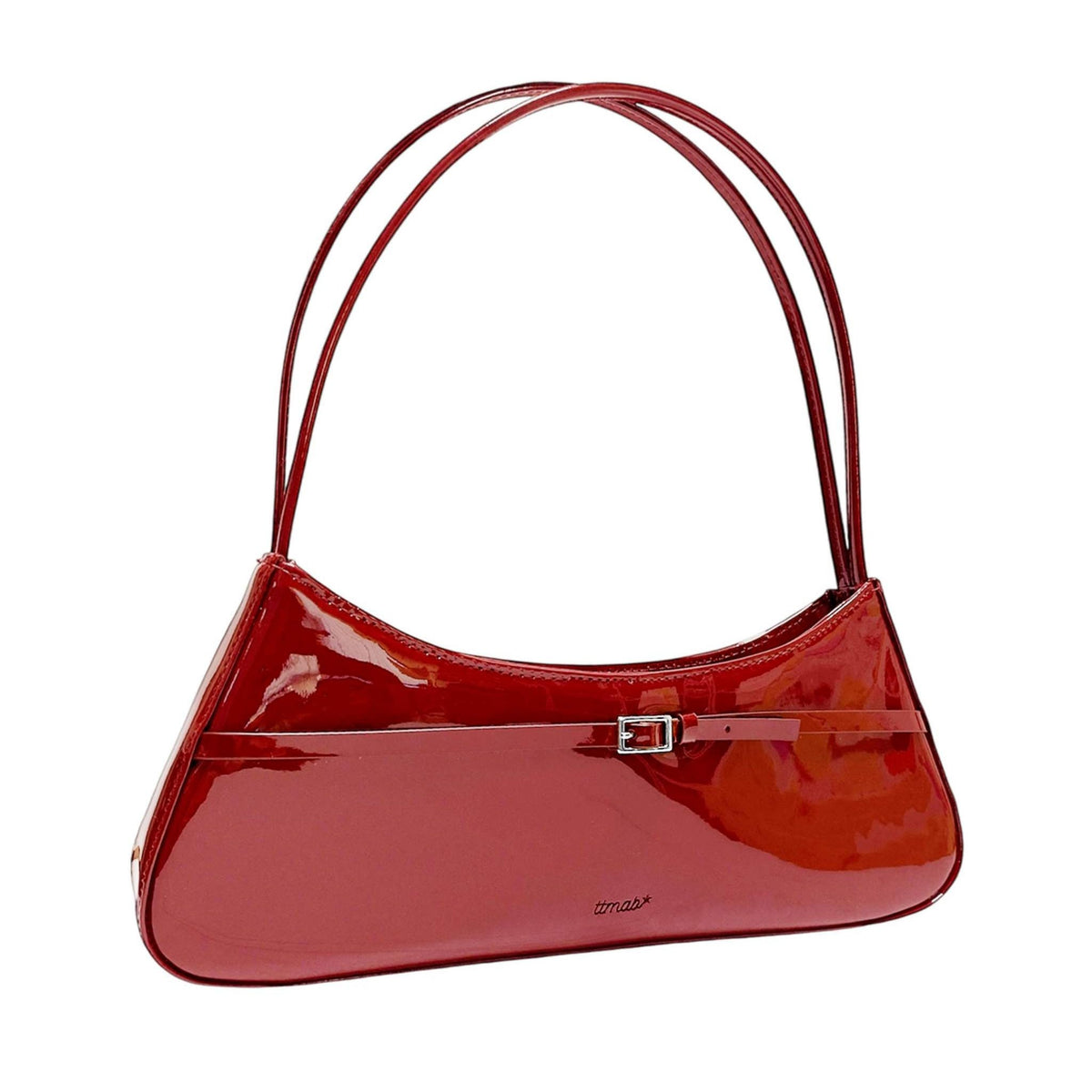 Patent Leather Mini Buckle Baguette Bag | Red