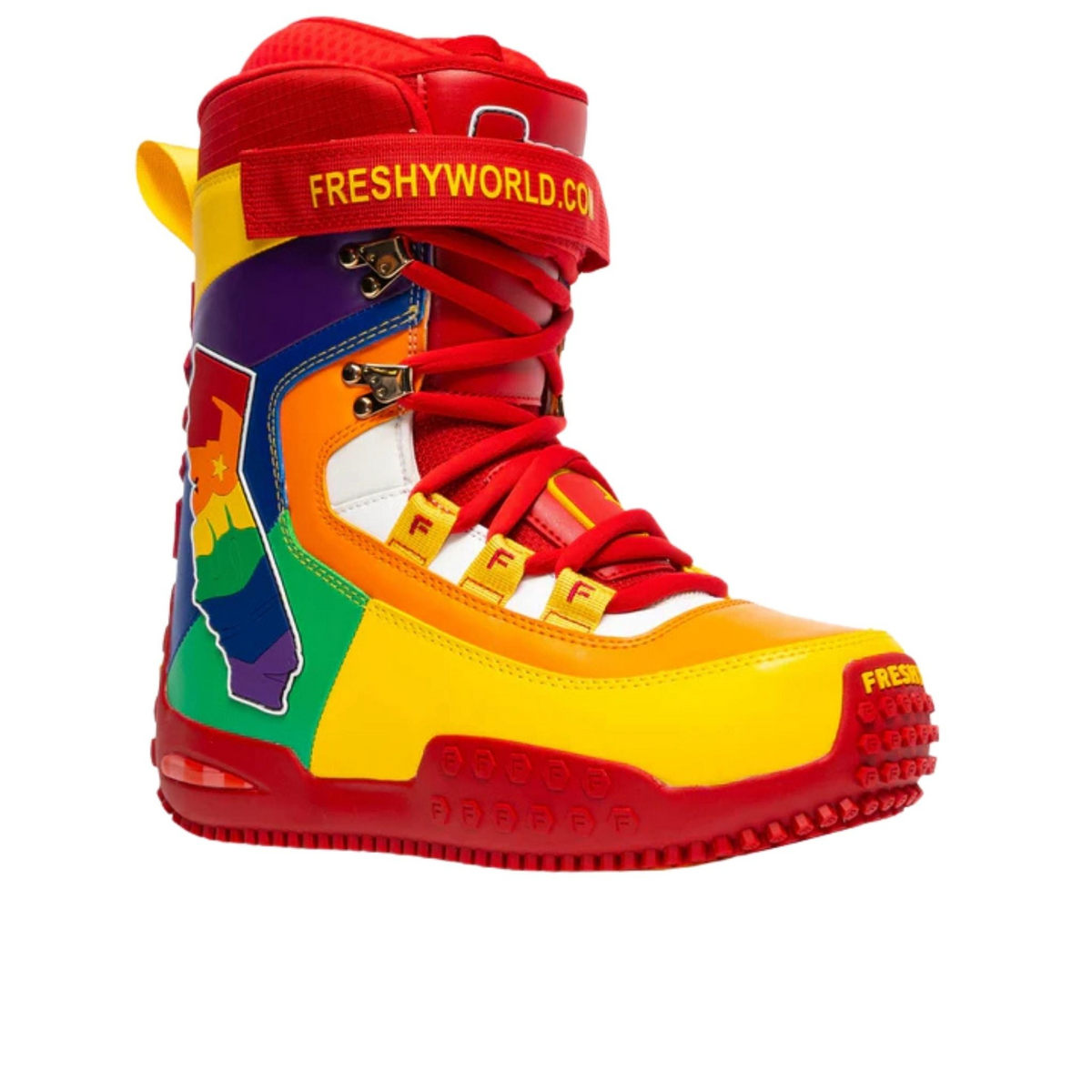 FRESHY - Pow Stomps Snowboard Boots Rainbow | PR Sample, PR Sample at DOORS NYC PR showroom