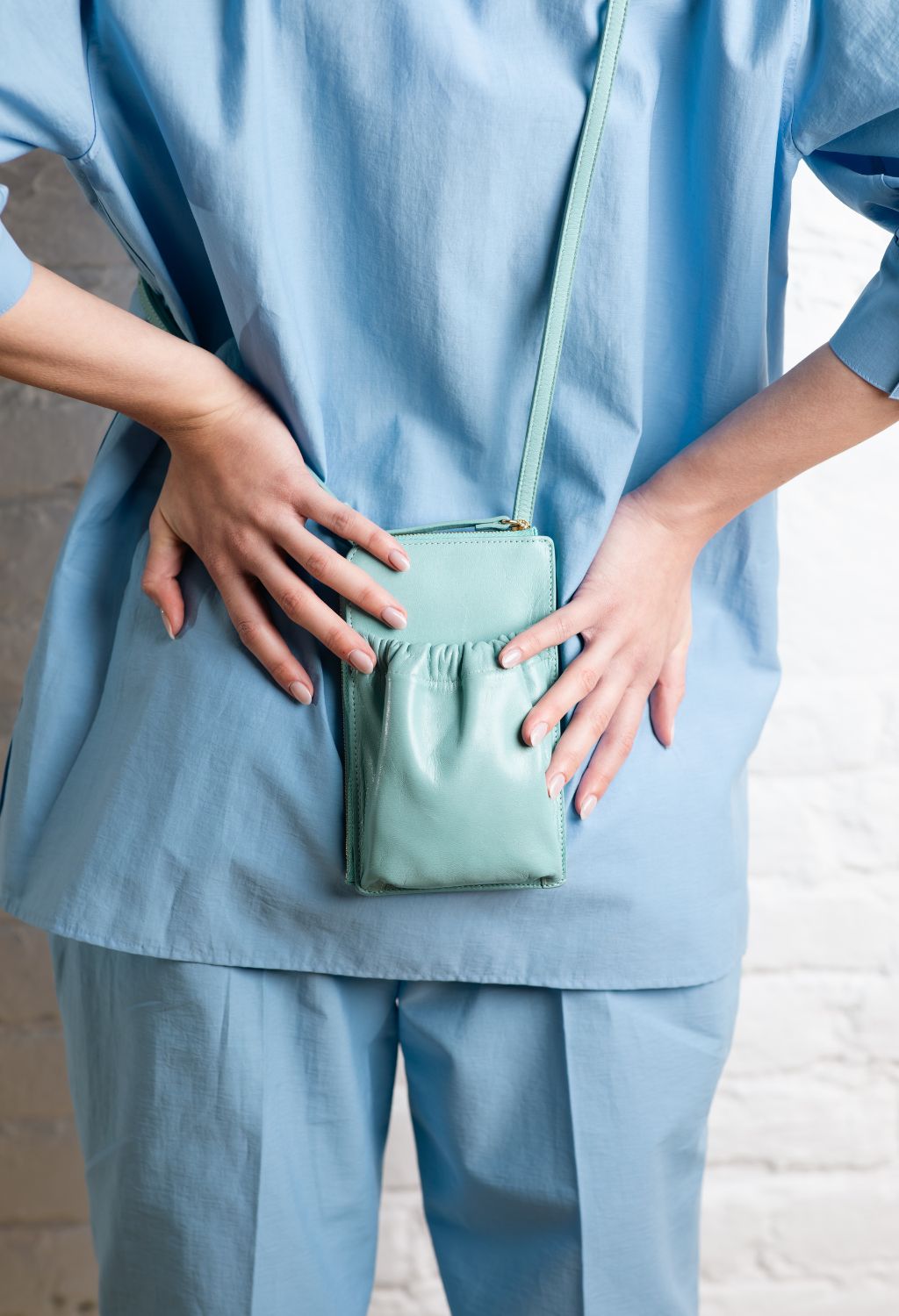 SCLARANDIS - Phone Crossbody Bag | Light Blue, buy at DOORS NYC