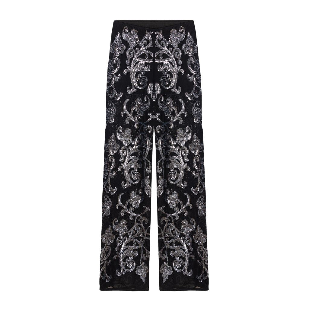 NO MATTER WHAT - Silver Sequinned Trousers | PR Sample at DOORS NYC PR showroom