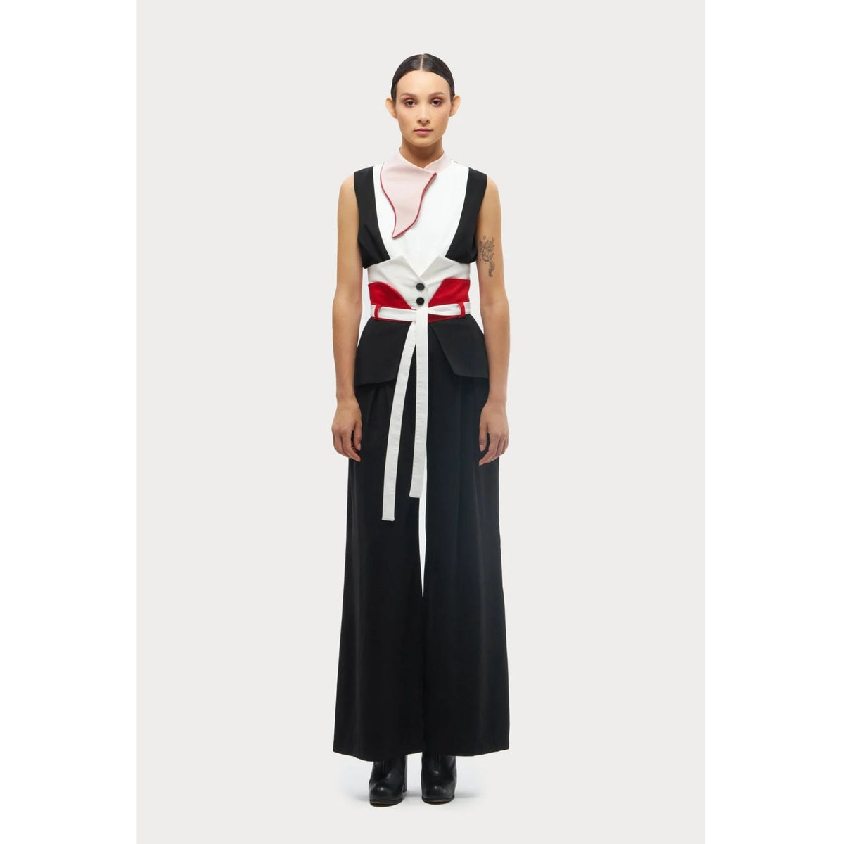 Flared Pants With Corset Waistband | Black