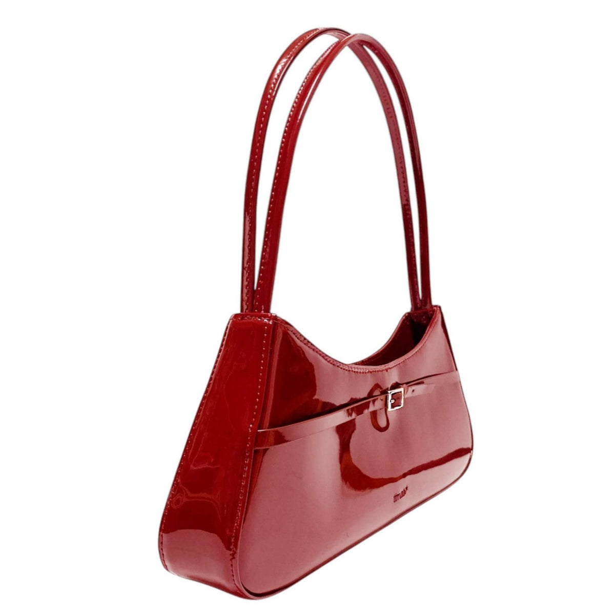 Patent Leather Mini Buckle Baguette Bag | Red