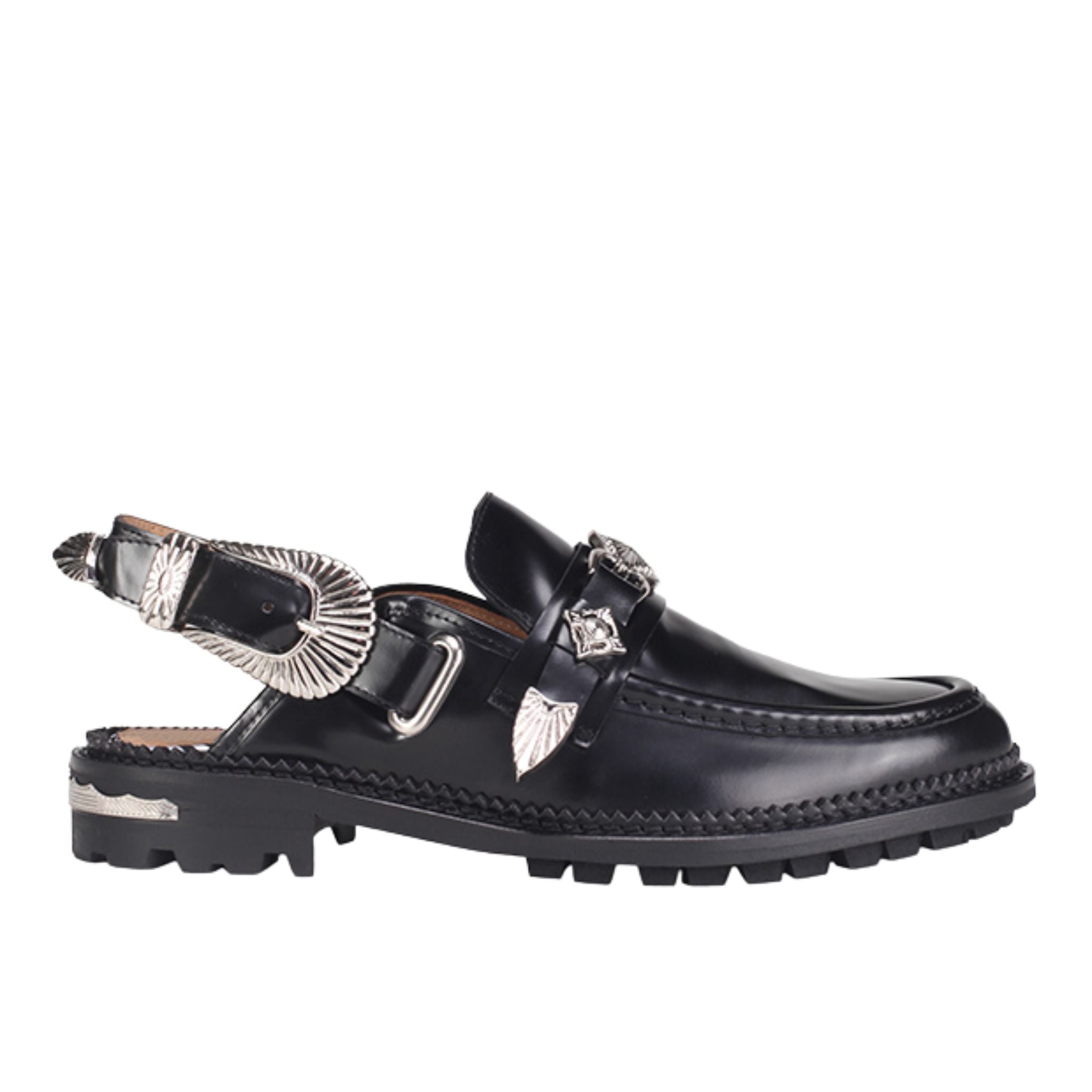 TOGA PULLA  -Black Metal Mule Loafers at DOORS NYC  