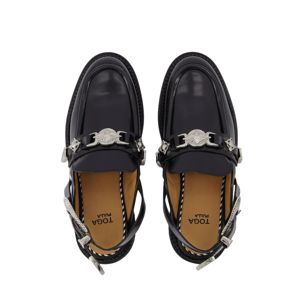Black Metal Mule Loafers
