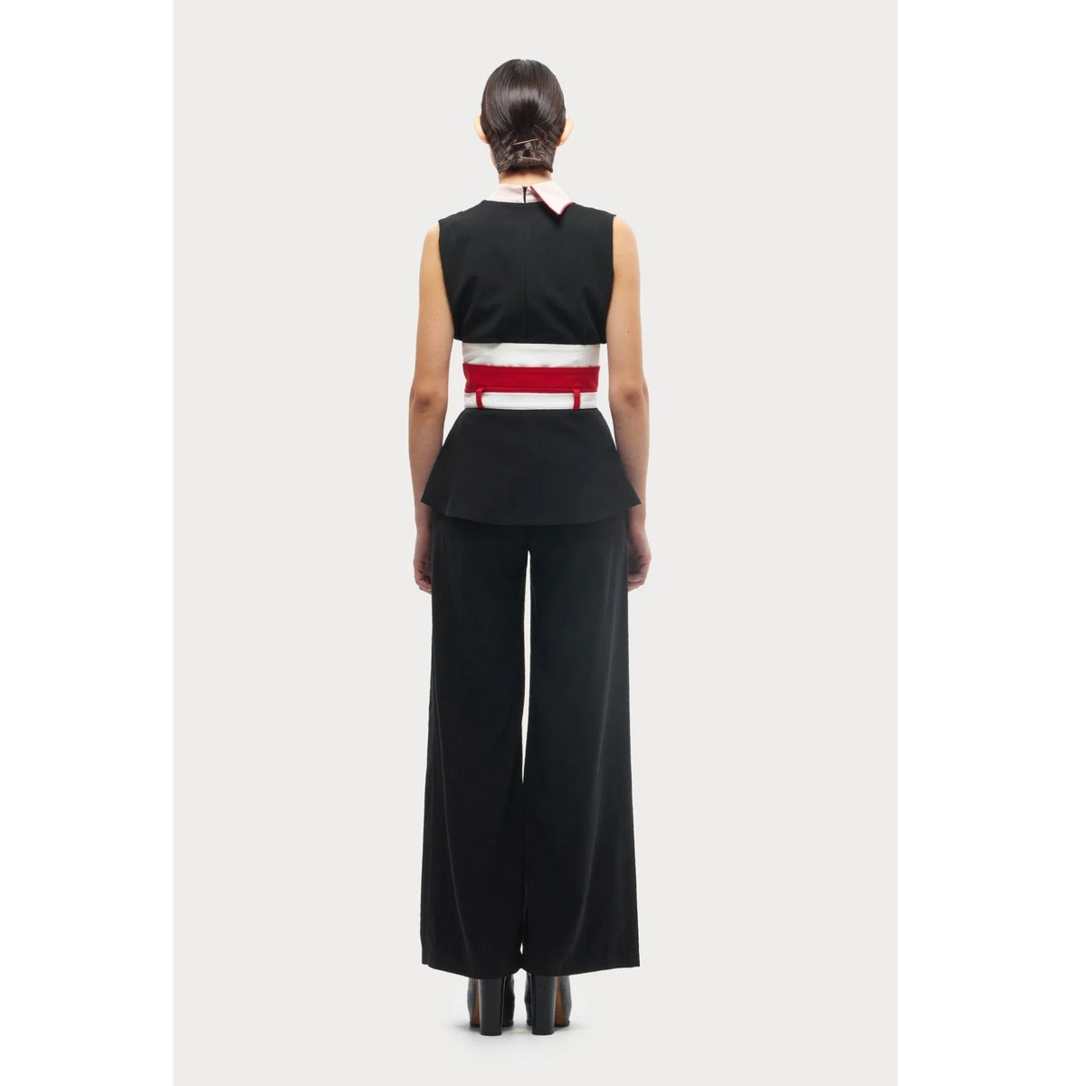 Flared Pants With Corset Waistband | Black