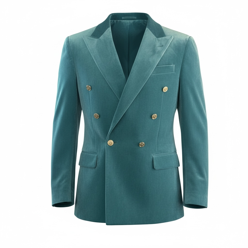 Turquoise Velvet Double-Breasted Suit