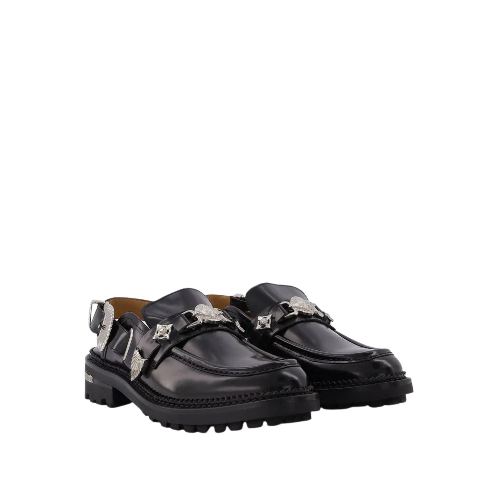 TOGA PULLA  -Black Metal Mule Loafers at DOORS NYC  