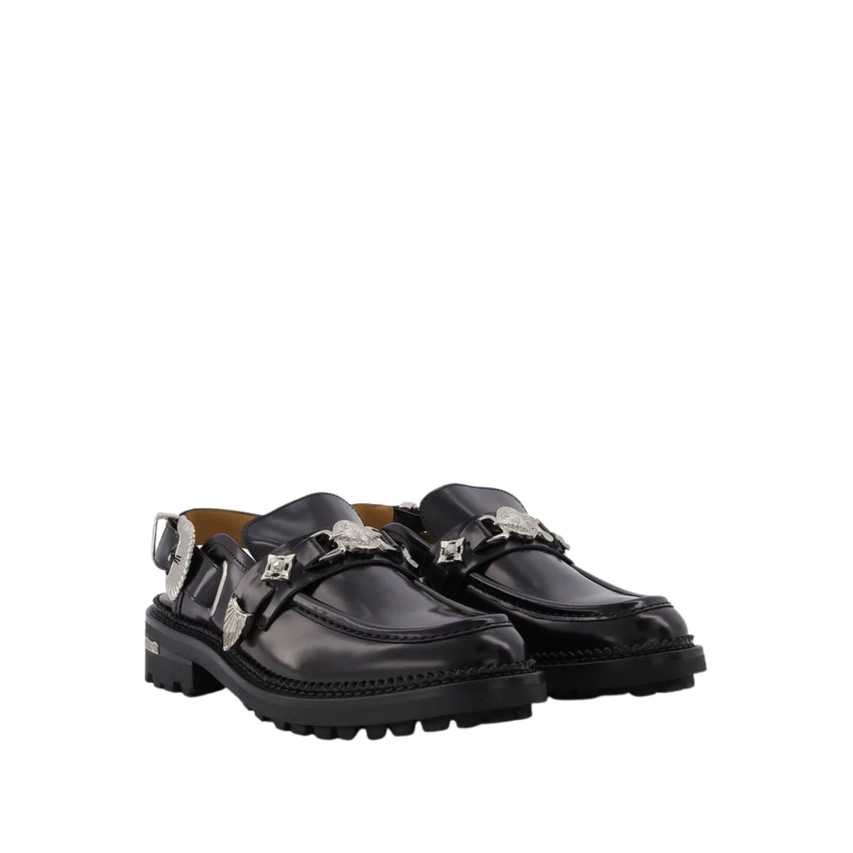 TOGA PULLA  -Black Metal Mule Loafers at DOORS NYC  
