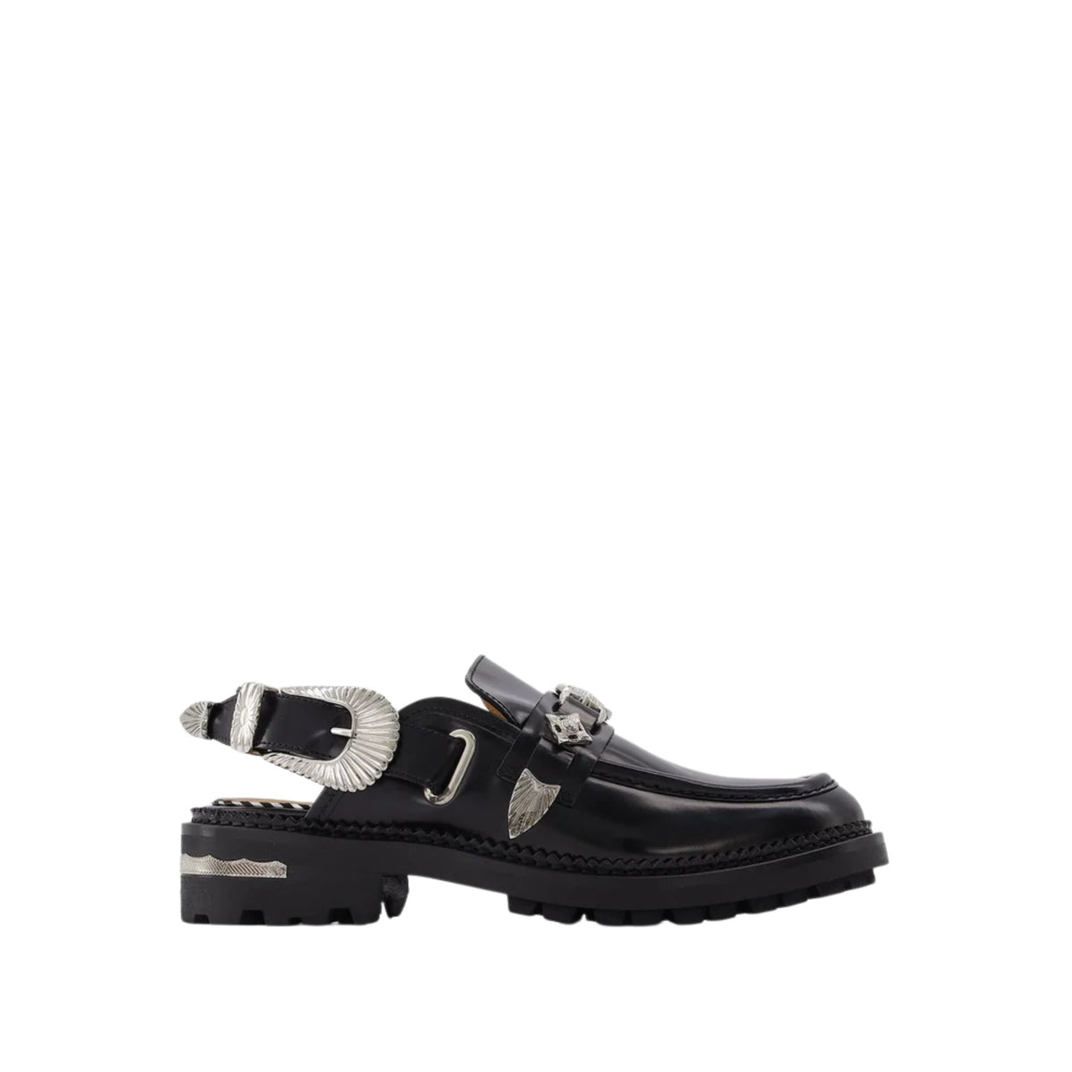 TOGA PULLA  -Black Metal Mule Loafers at DOORS NYC  
