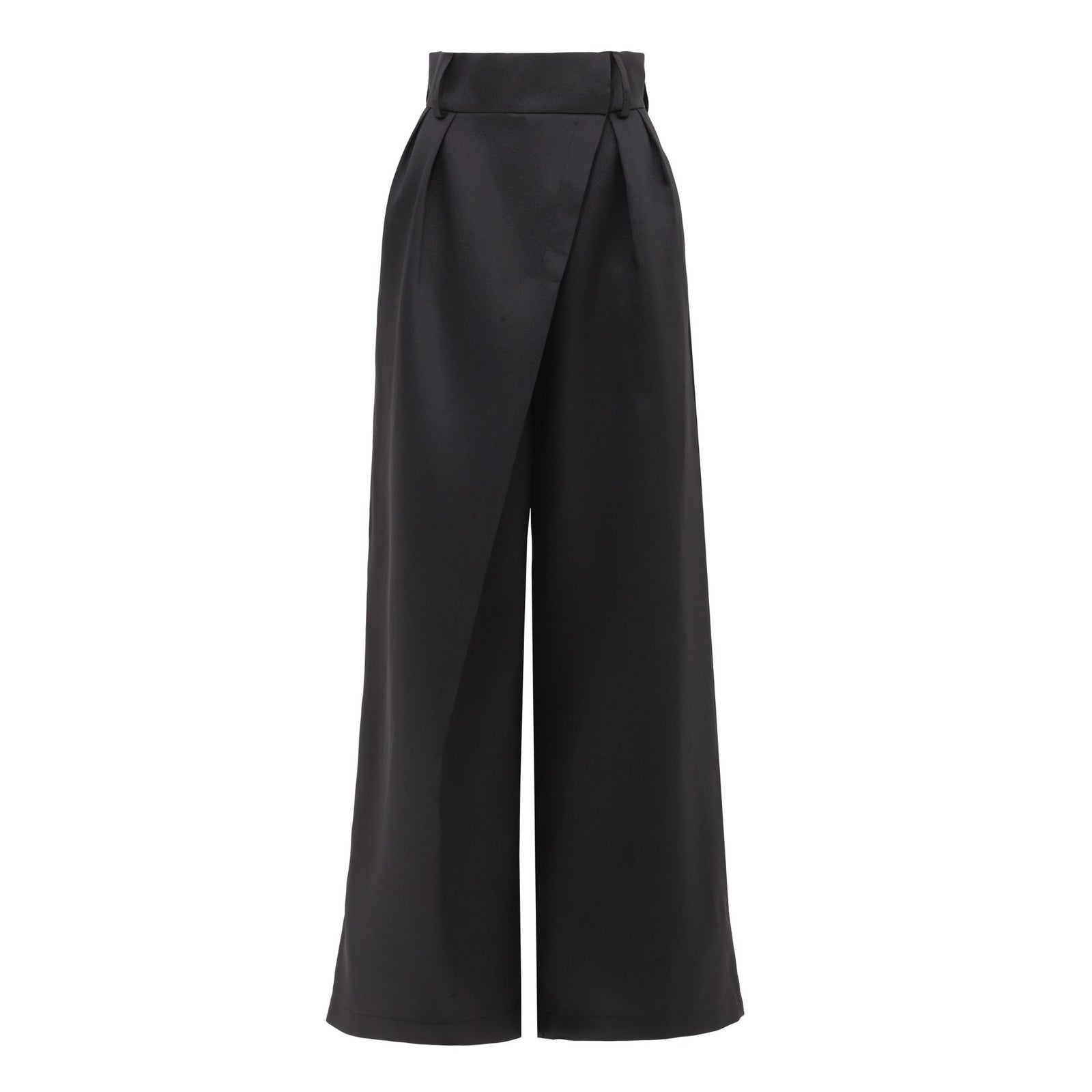 Elegant High-Waisted Silk Organza Pants | Black