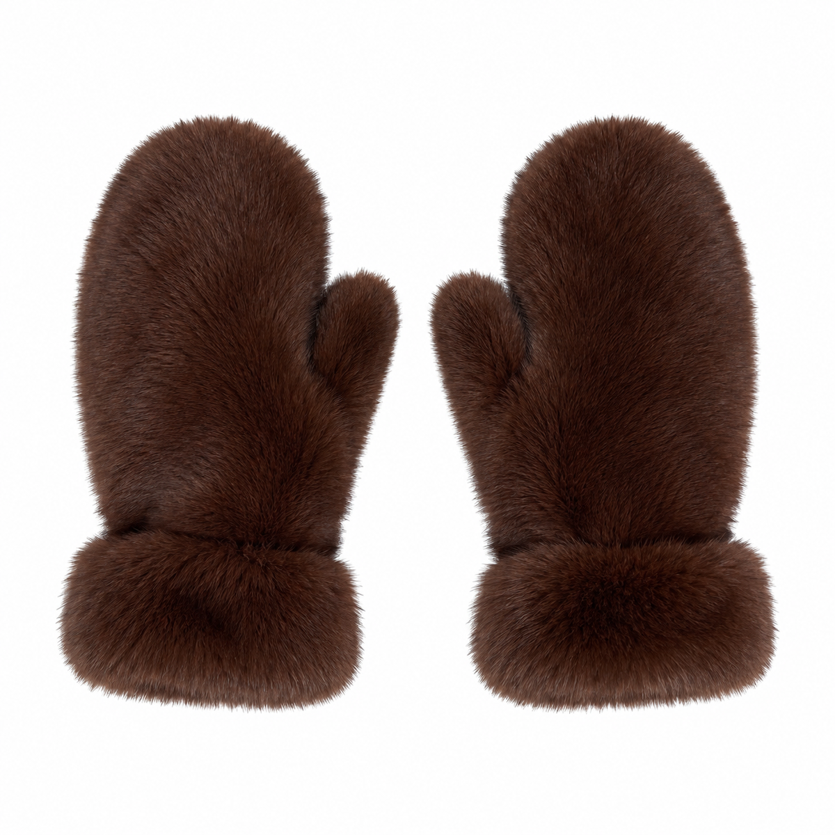 BASSIA dark brown faux mink fur mittens, women's winter accessory, buy at DOORS NYC