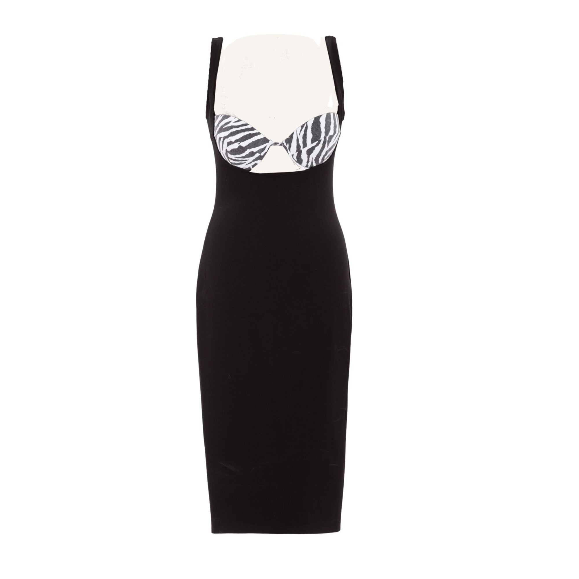 KRIS MARAN - Zebra Bustier Midi Dress | Black buy at DOORS NYC