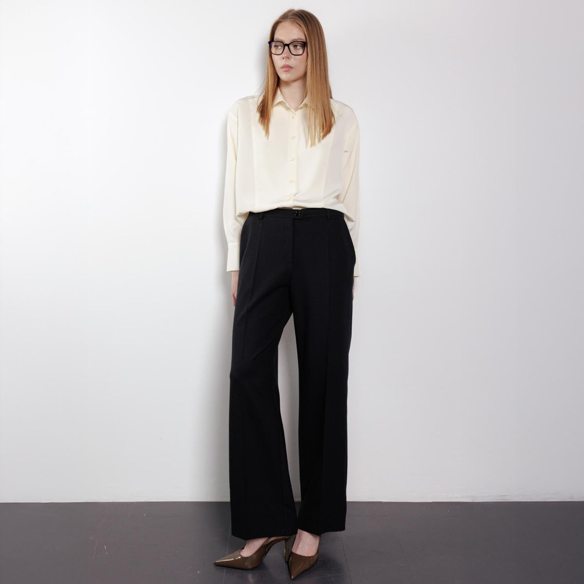 Relaxed Button-Up Cream Blouse
