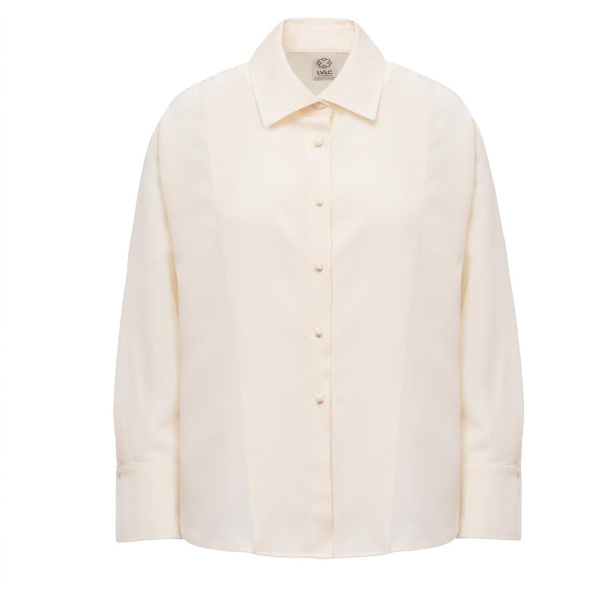 Relaxed Button-Up Cream Blouse