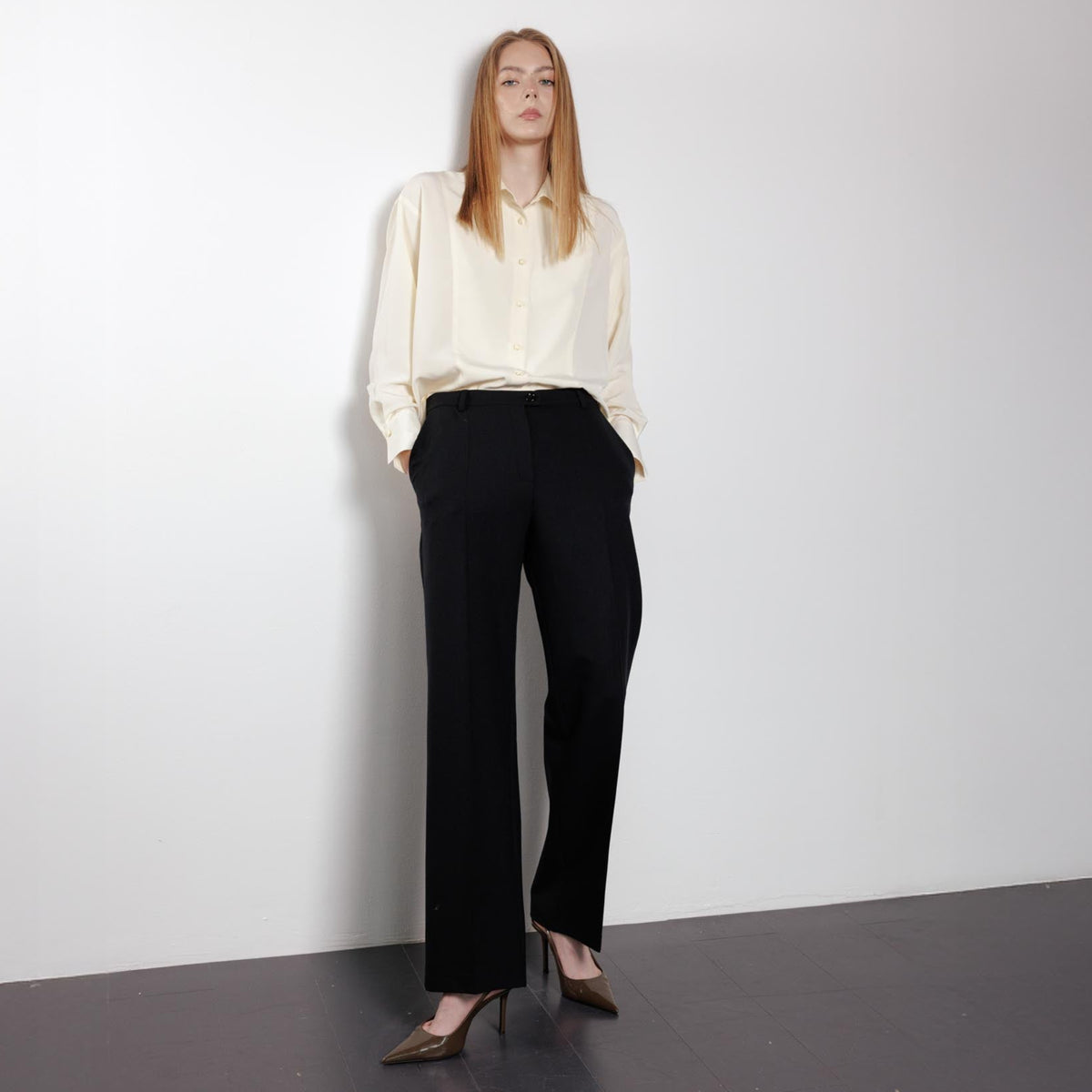 Relaxed Button-Up Cream Blouse