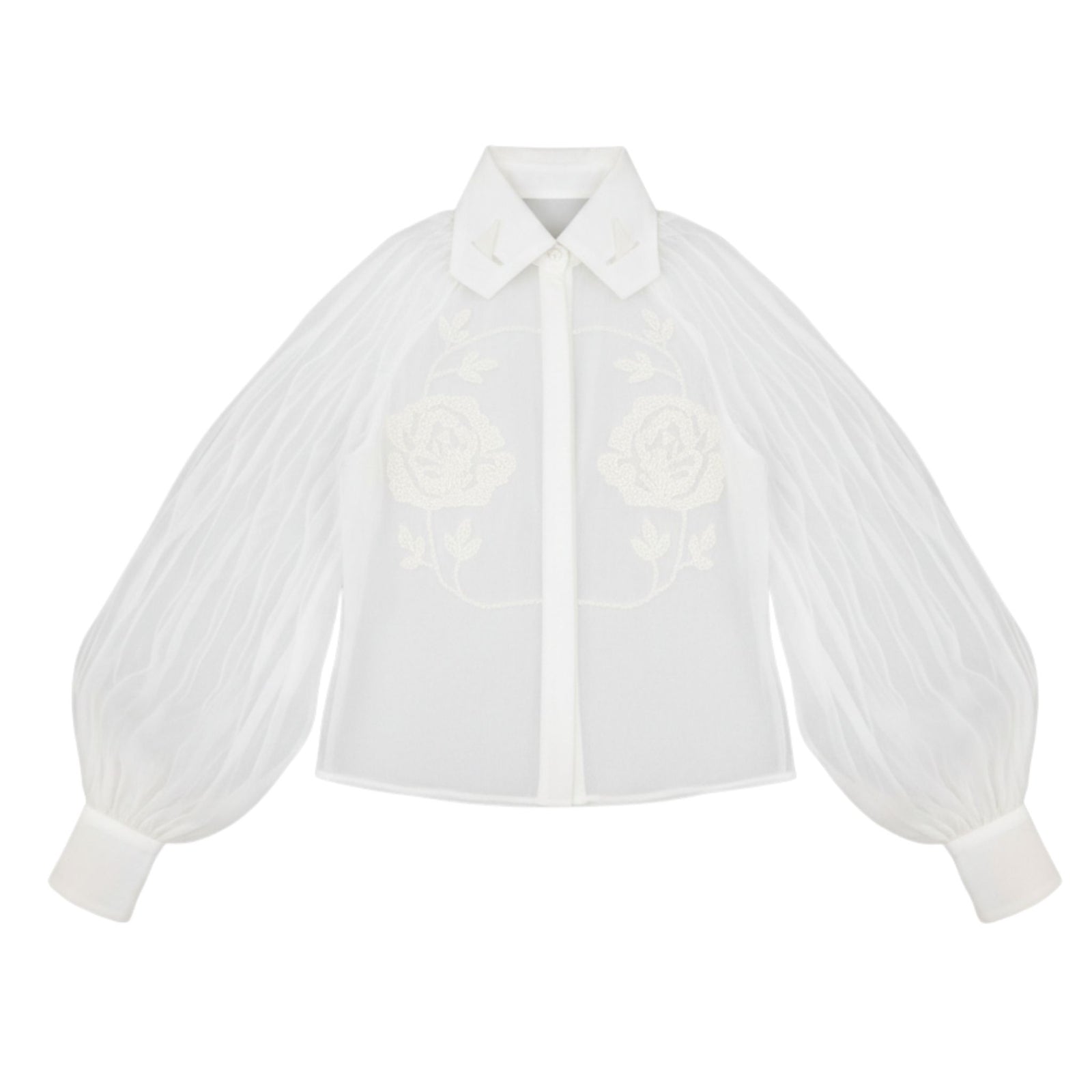 Embroidered Rose Shirt  | White