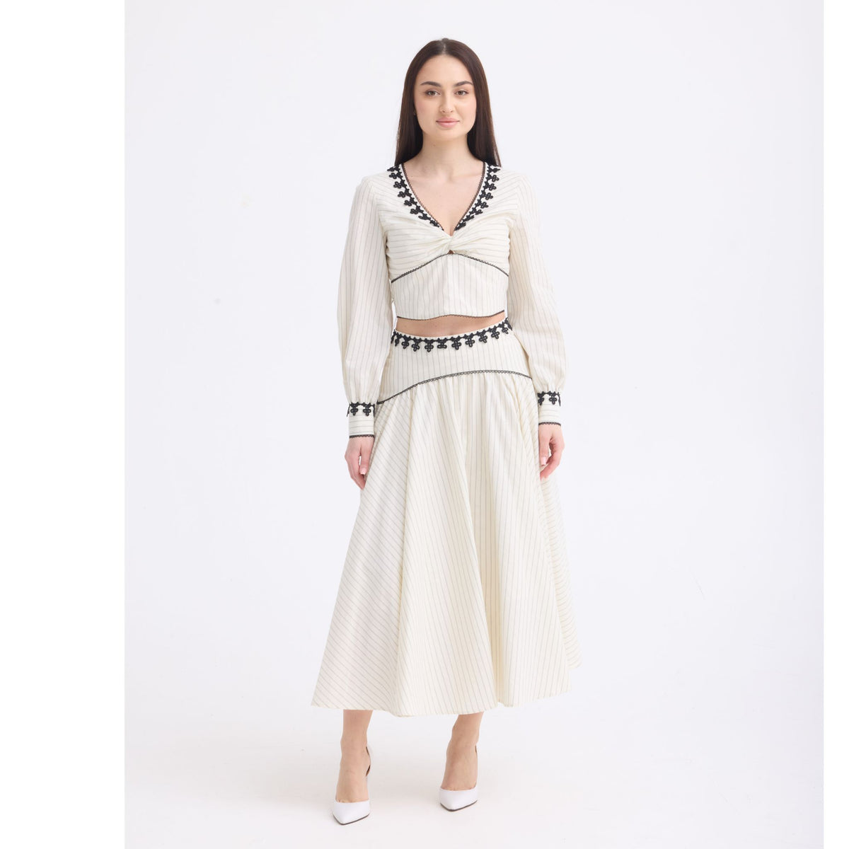 Ivory Pleated Lace Trim Set