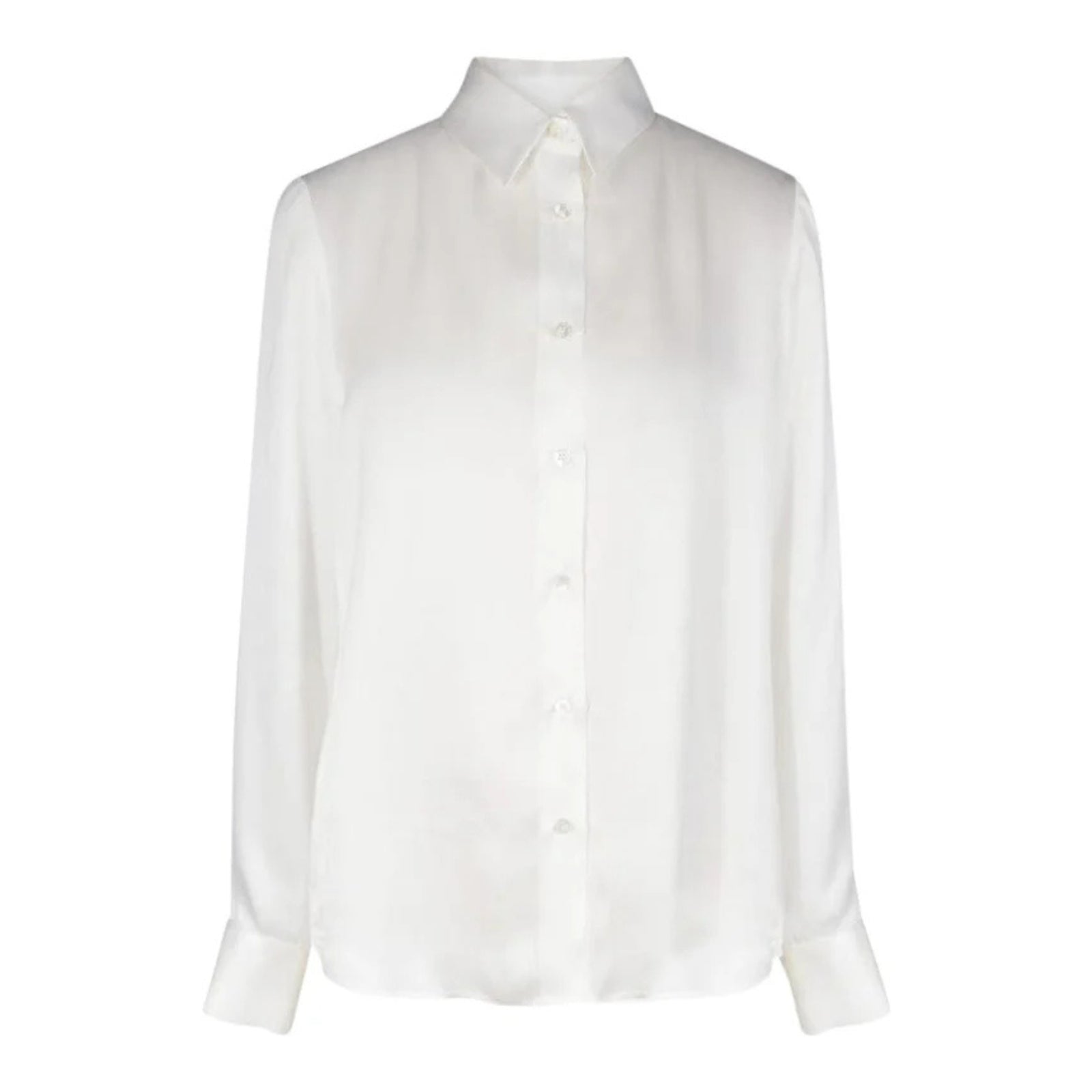 White Silk Button-Down Shirt with Tailored Cuffs