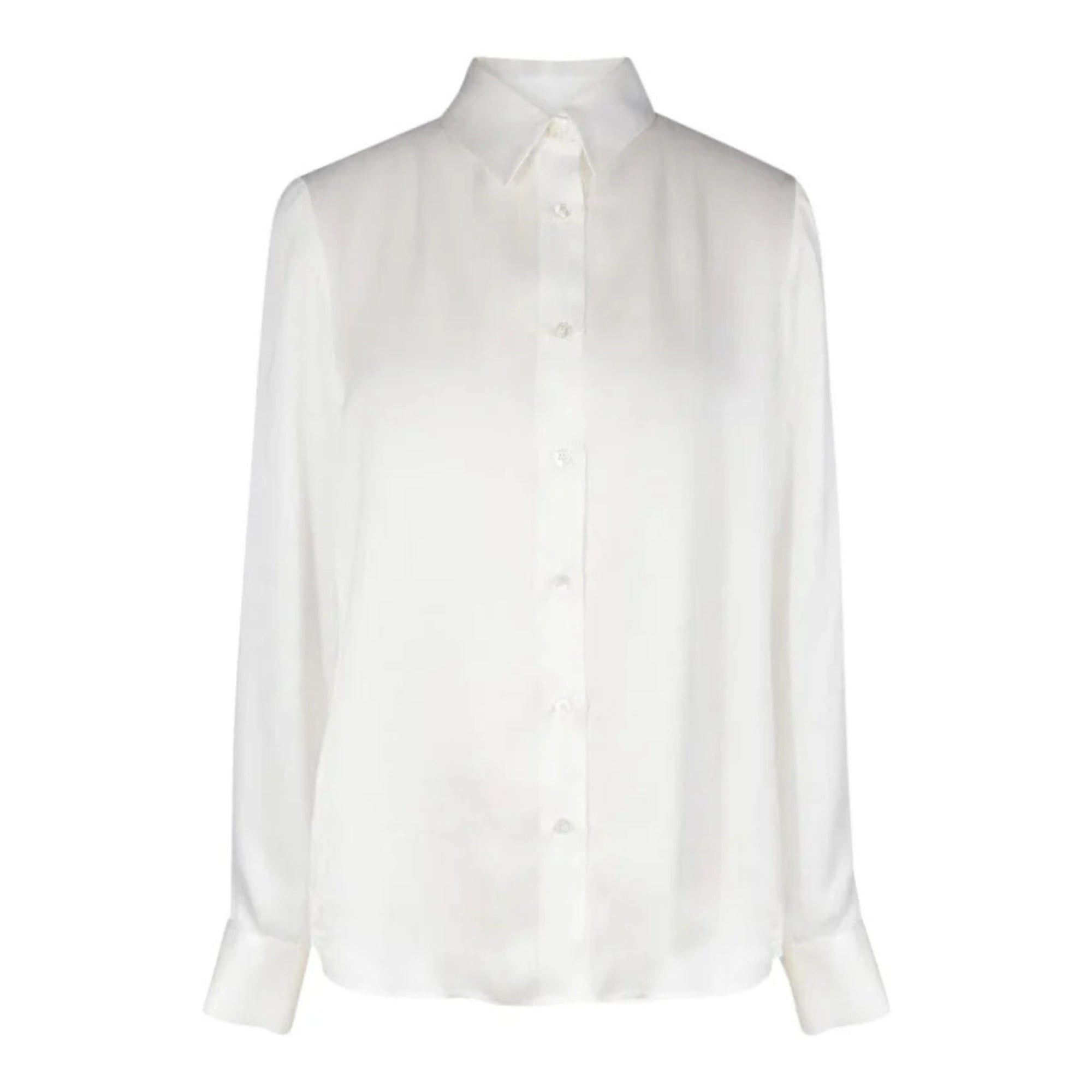 White Silk Button-Down Shirt with Tailored Cuffs