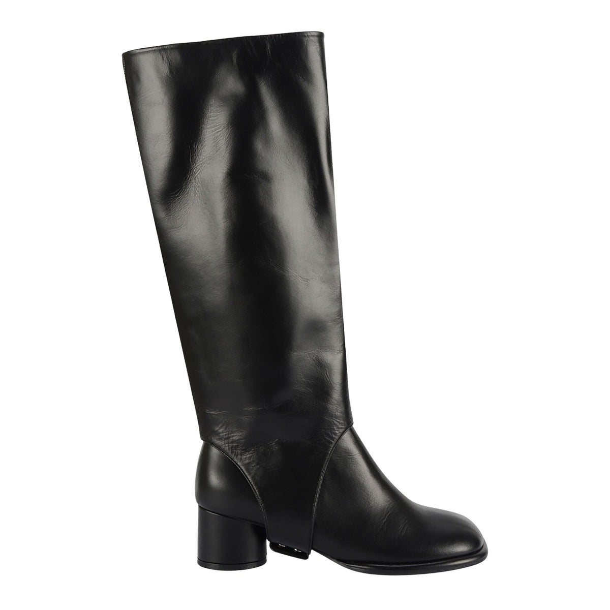 Black Convertible Knee‑High 
Leather Boots