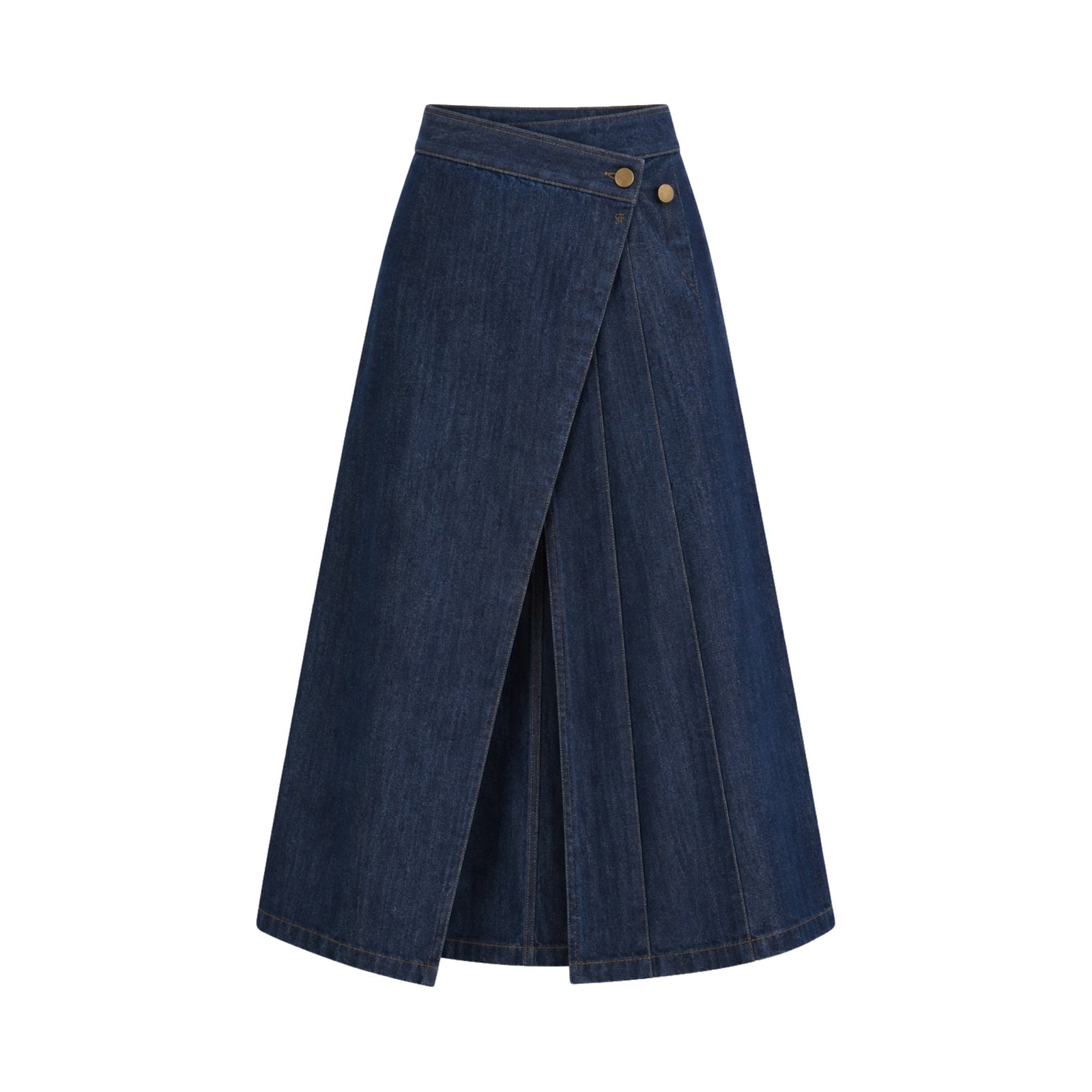 Dark Blue Denim Wrap Maxi Skirt