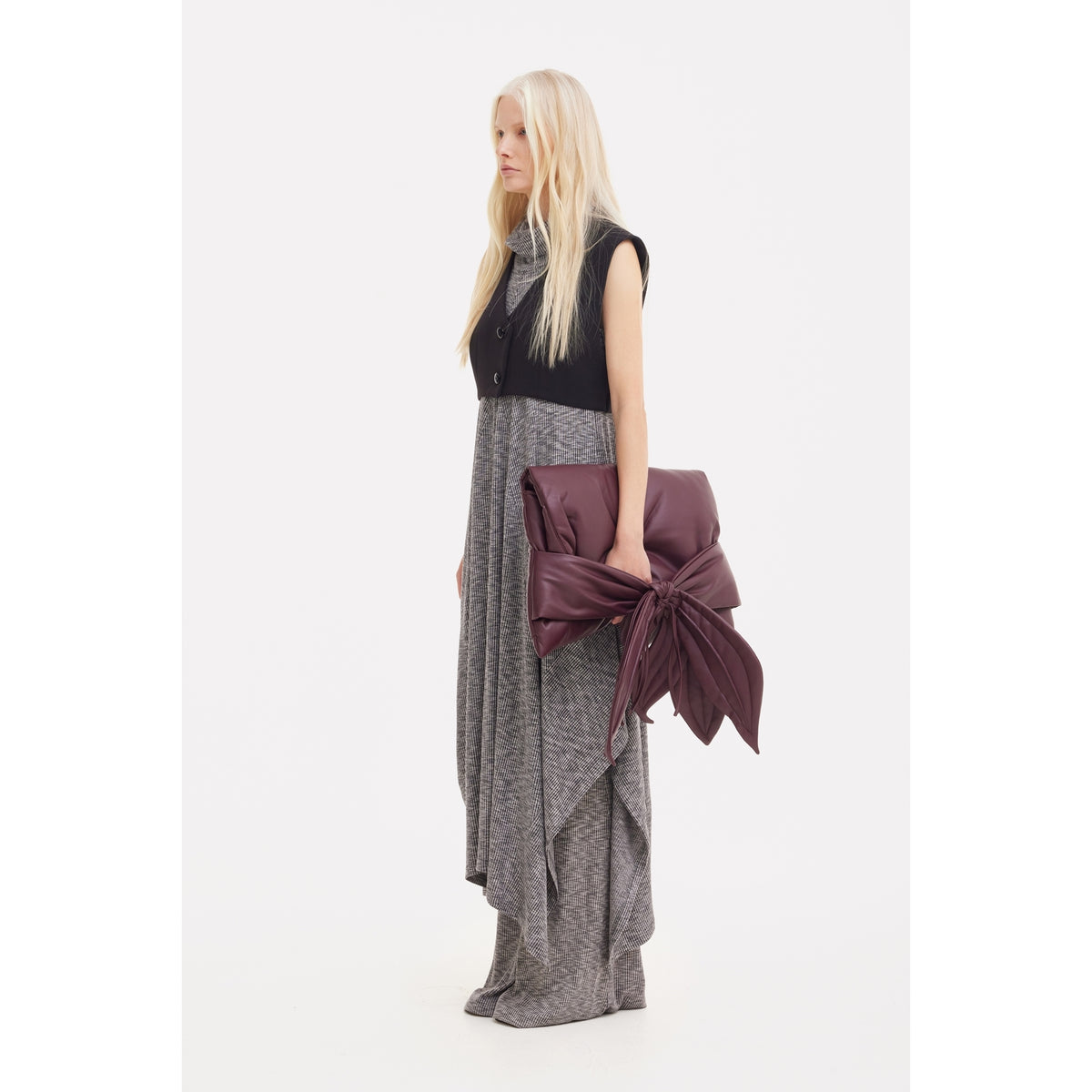 Petal Faux Leather Evening Clutch Bag - Burgundy