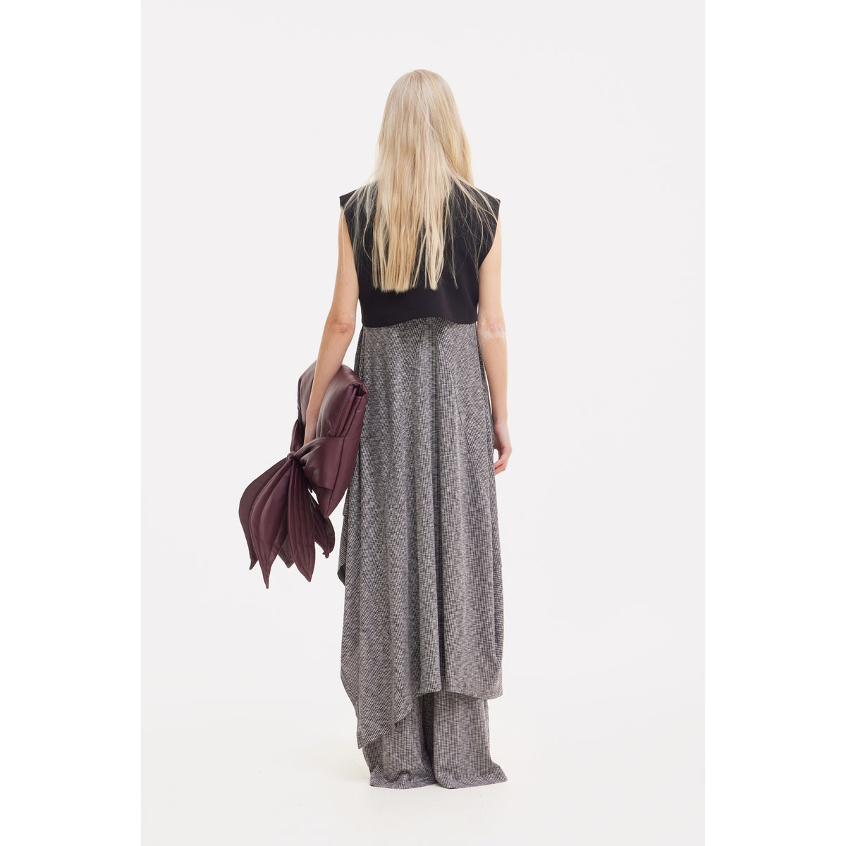 Petal Faux Leather Evening Clutch Bag - Burgundy