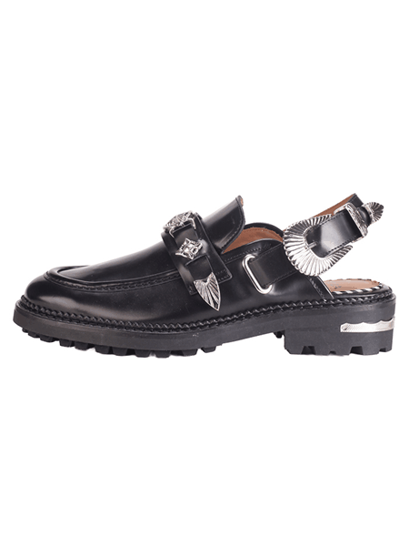 Black Metal Mule Loafers