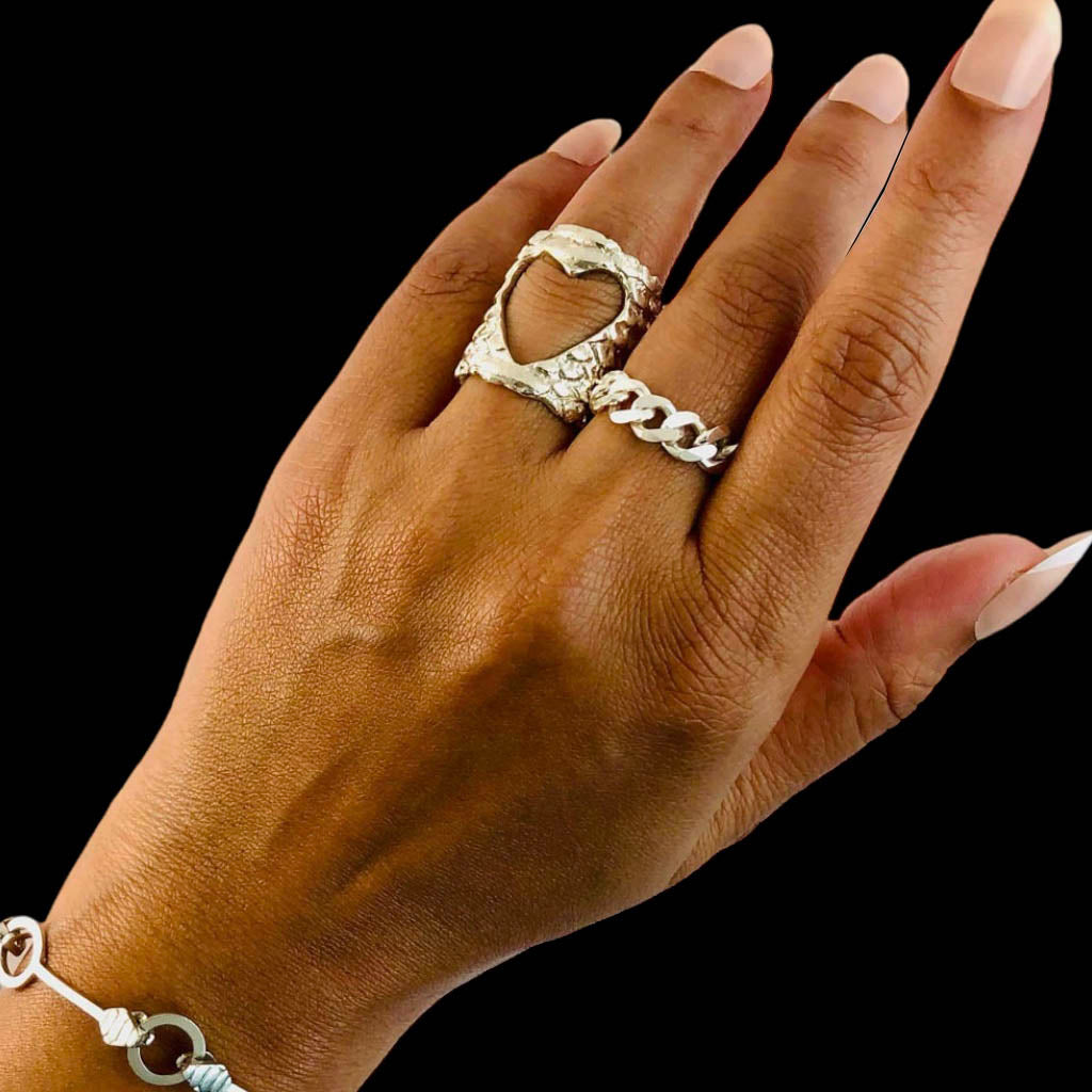 AKI ROC JEWELRY - Serenity Chain Ring | Sterling Silver, buy at DOORS NYC