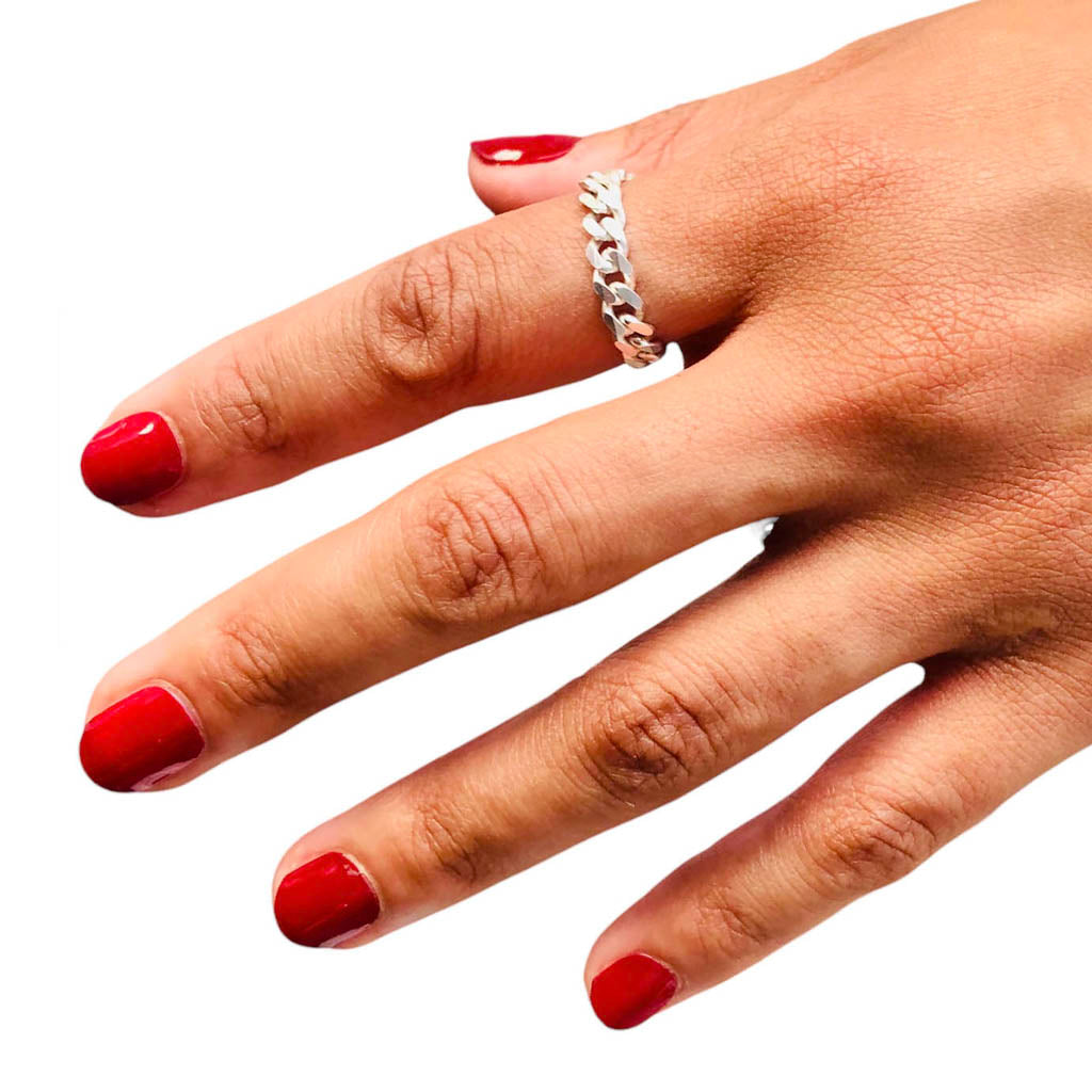 AKI ROC JEWELRY - Curb Chain Ring | Sterling Silver, buy at DOORS NYC