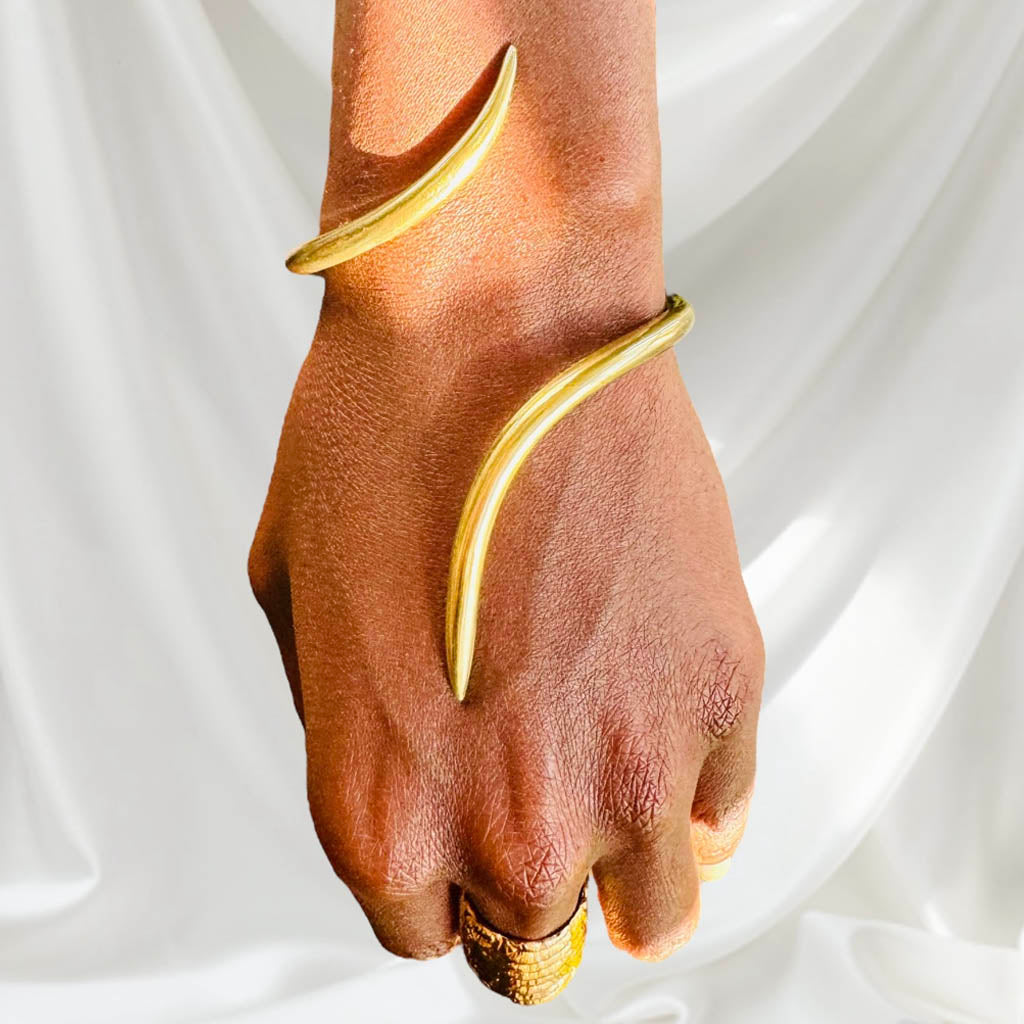 AKI ROC JEWELRY- Inca Cuff Bracelet | Brass Gold, buy at DOORS NYC
